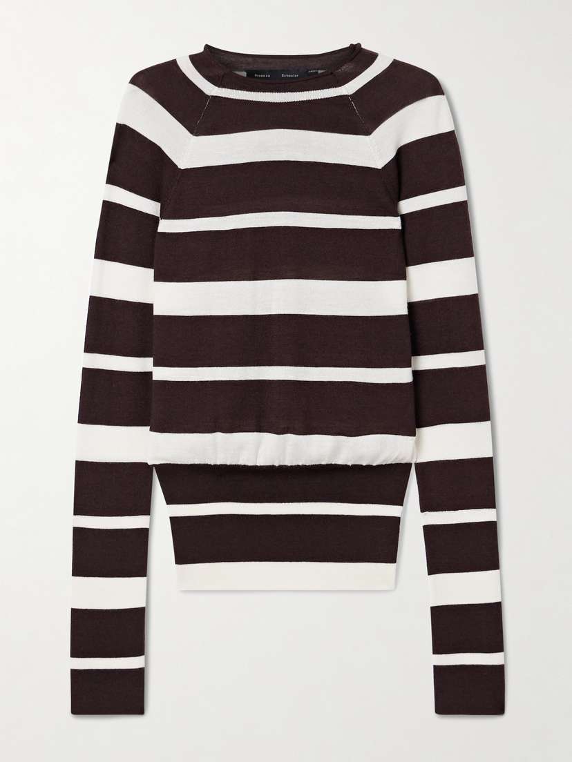 Proenza Schouler Gia Striped Wool And Silk-blend Sweater