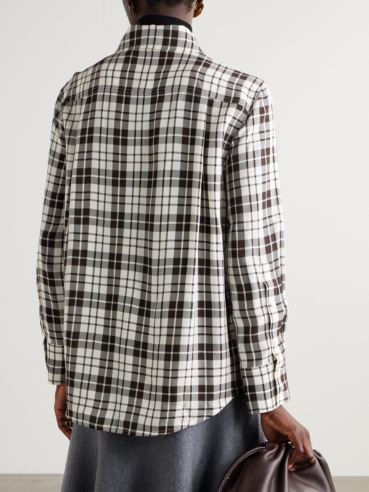 Proenza Schouler Bronwen Checked Twill Shirt In Neutral
