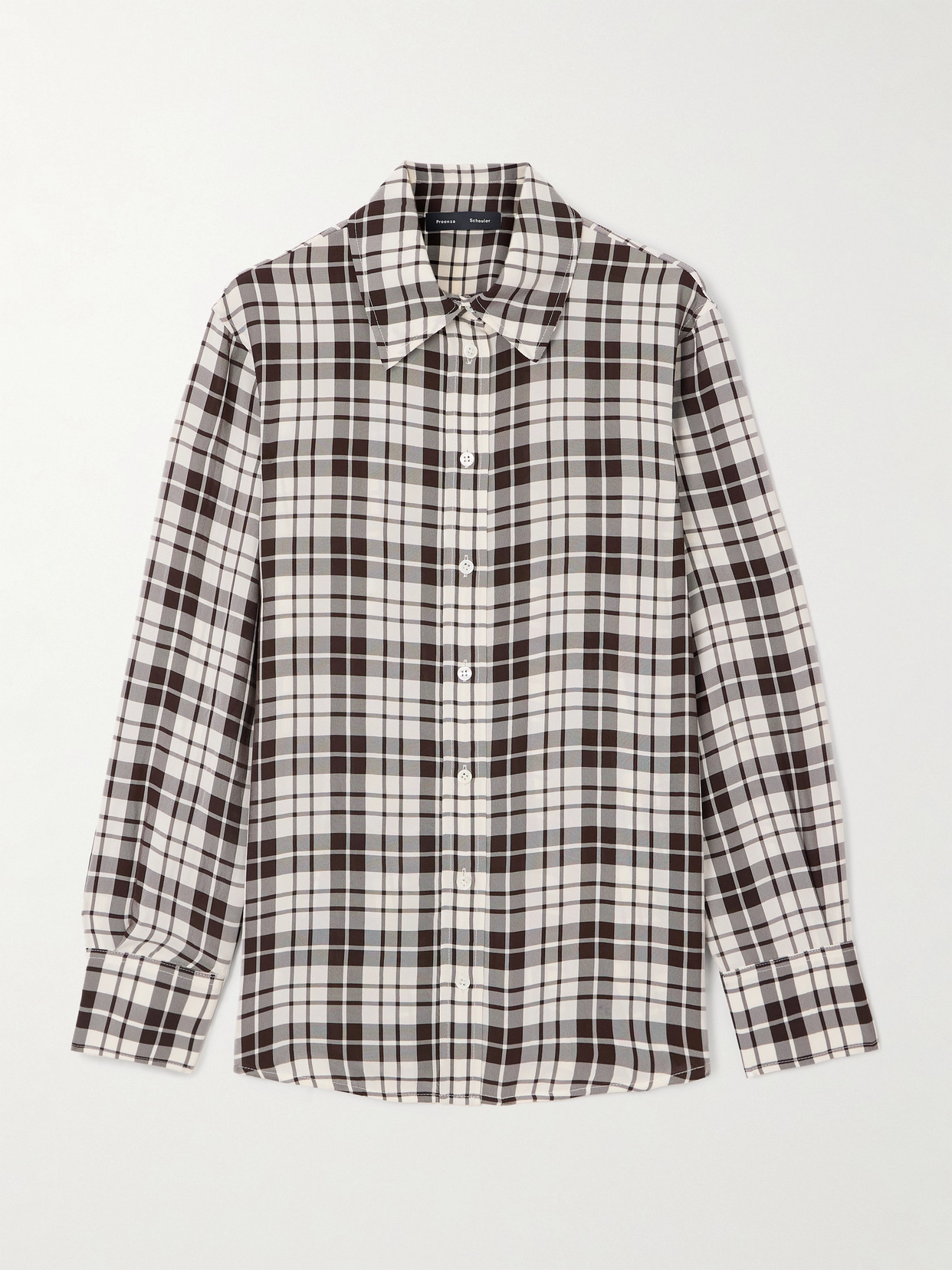 Proenza Schouler Bronwen Checked Twill Shirt In Brown
