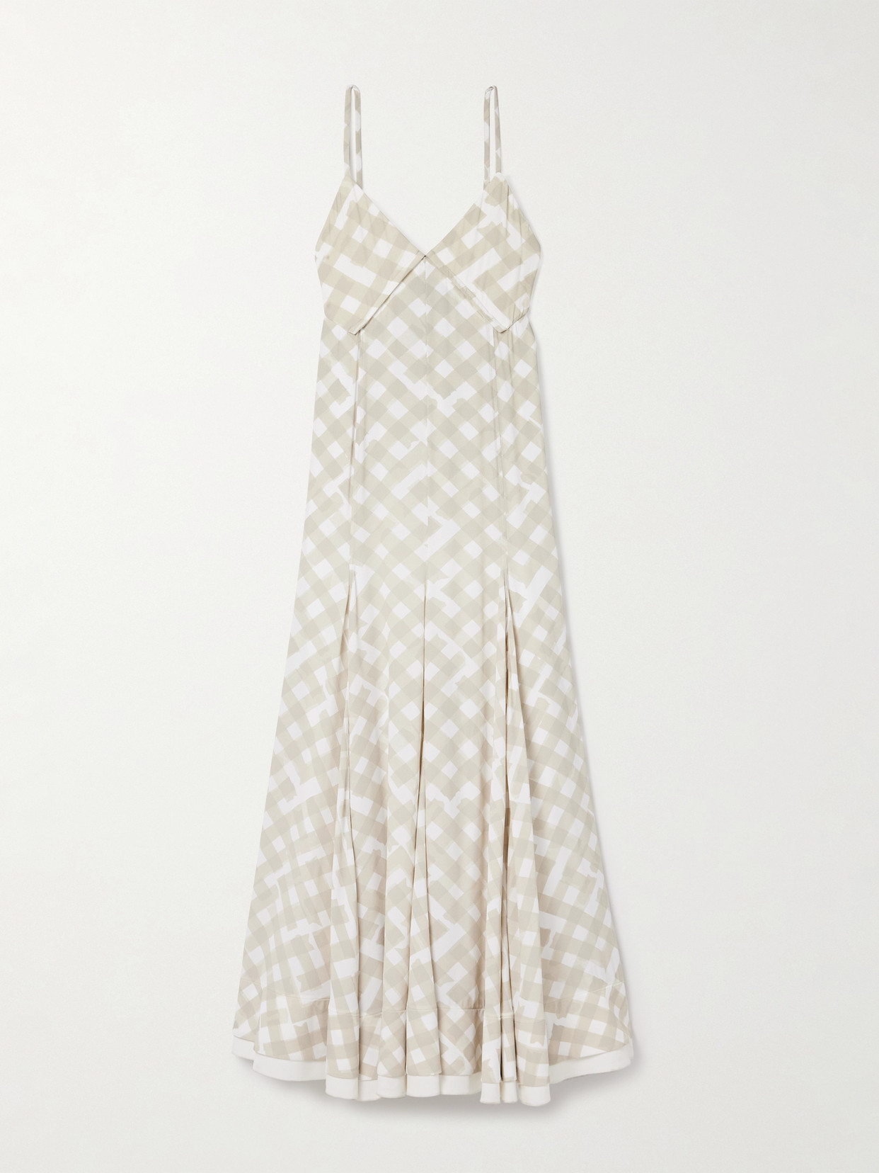 Proenza Schouler June Pleated Checked Crepe De Chine Maxi Dress In Pattern