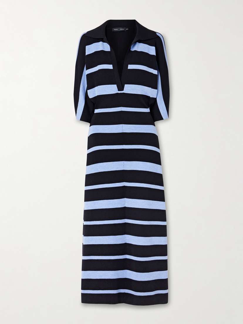 Proenza Schouler Solana Striped Wool And Silk-blend Midi Dress