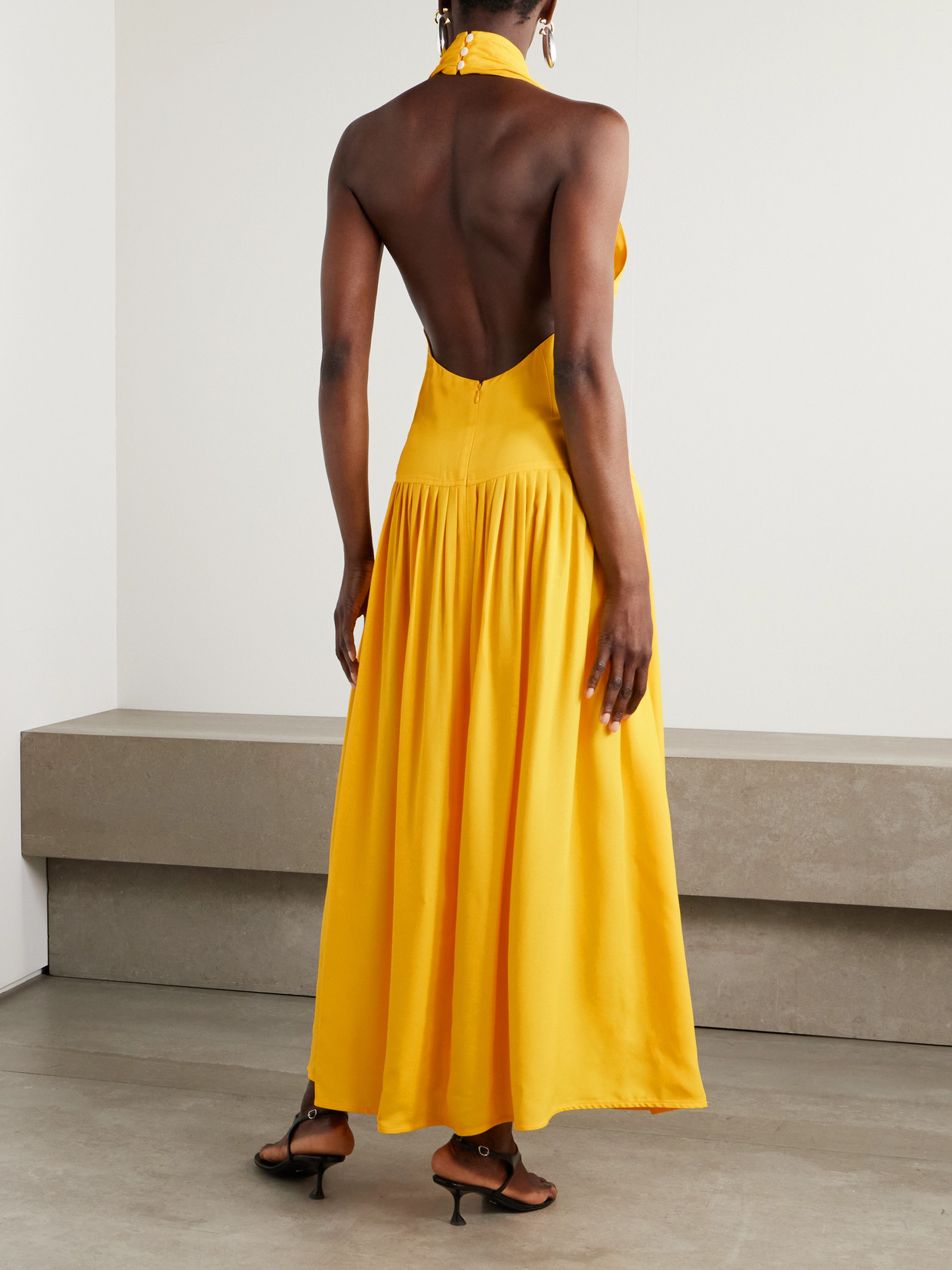 PROENZA SCHOULER TALA PLEATED GEORGETTE HALTERNECK MAXI DRESS 