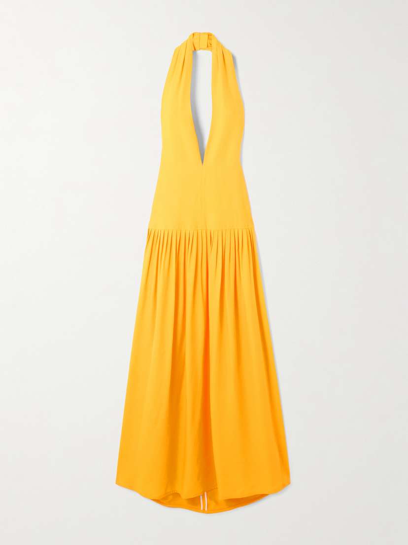 Proenza Schouler Tala Pleated Georgette Halterneck Maxi Dress
