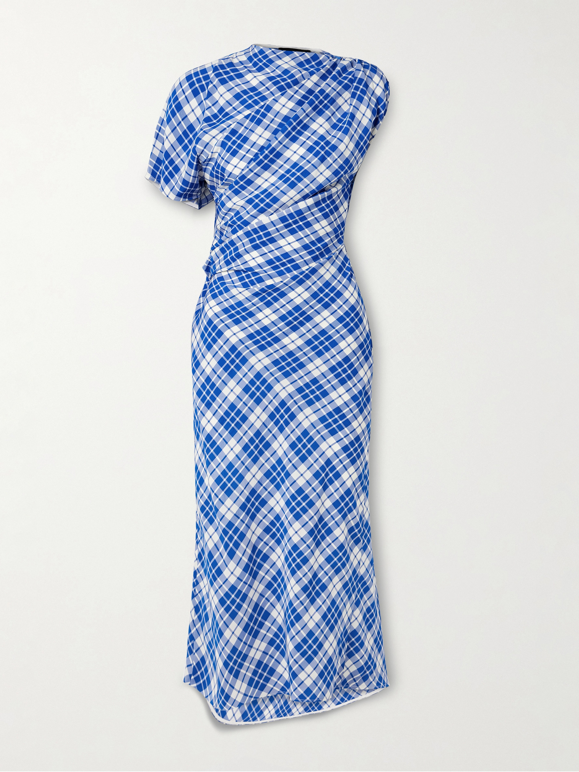 Proenza Schouler Hallie ruched checked twill midi dress