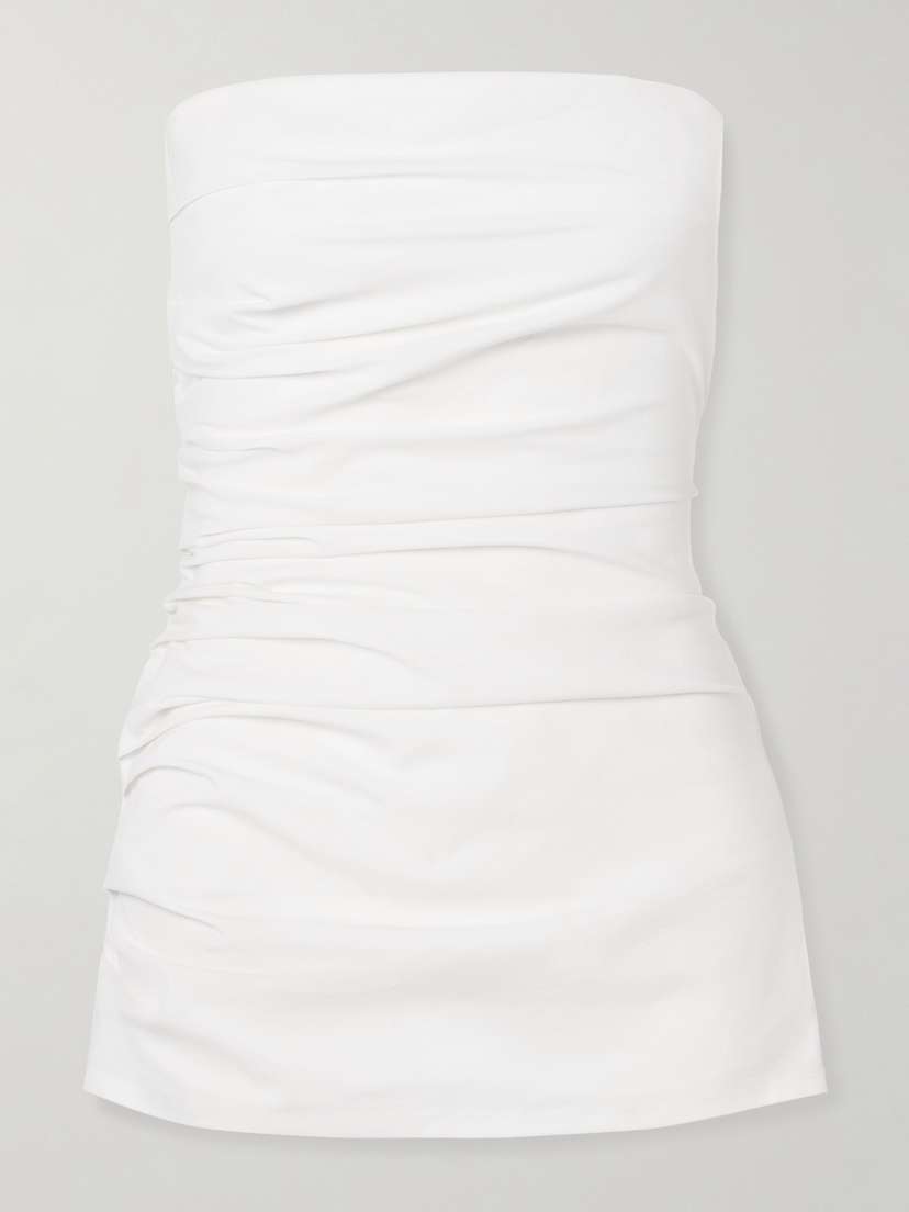 Proenza Schouler Lena Strapless Gathered Cotton-blend Poplin Top