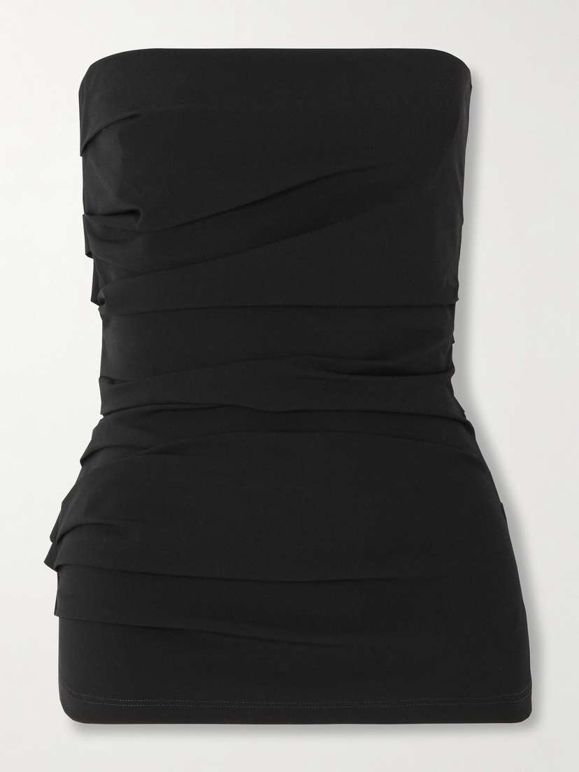 Proenza Schouler Lena Strapless Gathered Cotton-blend Poplin Top