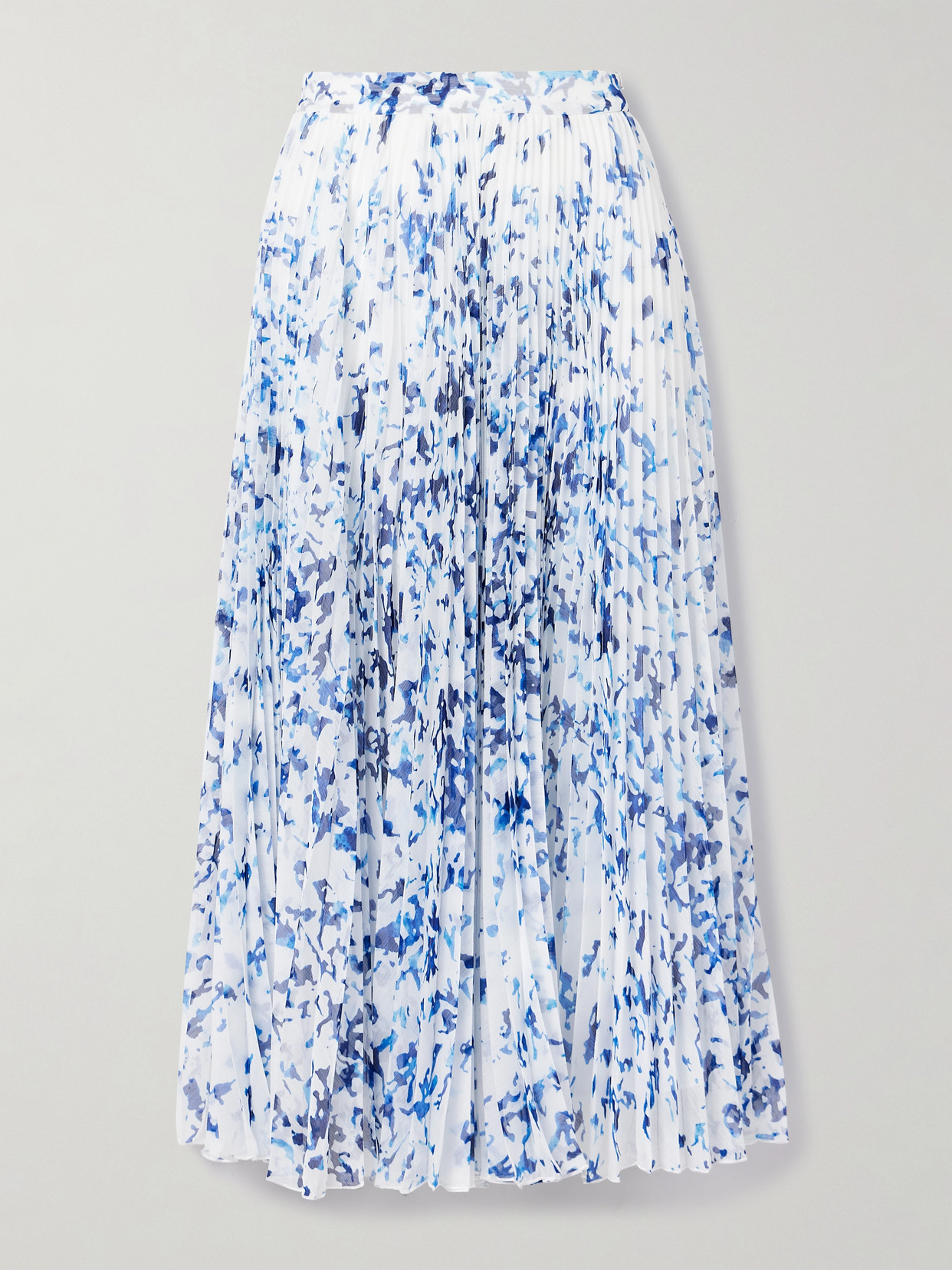 Proenza Schouler Cecily Pleated Printed Crepon Midi Skirt