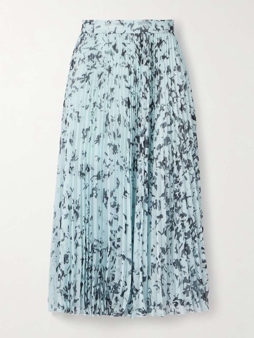 Proenza Schouler Cecily Pleated Printed Crepon Midi Skirt