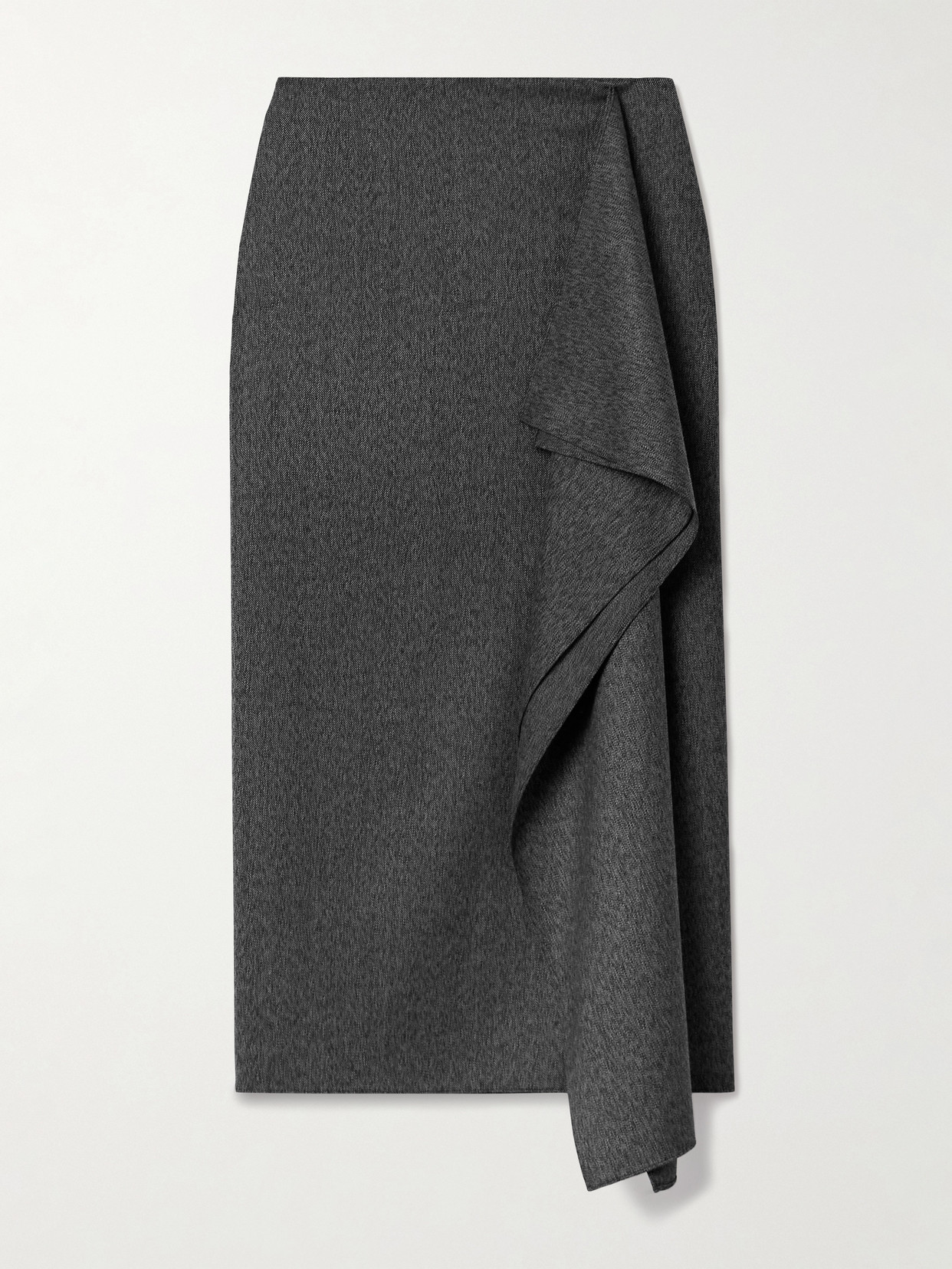 Proenza Schouler Amery Draped Twill Midi Skirt In Gray