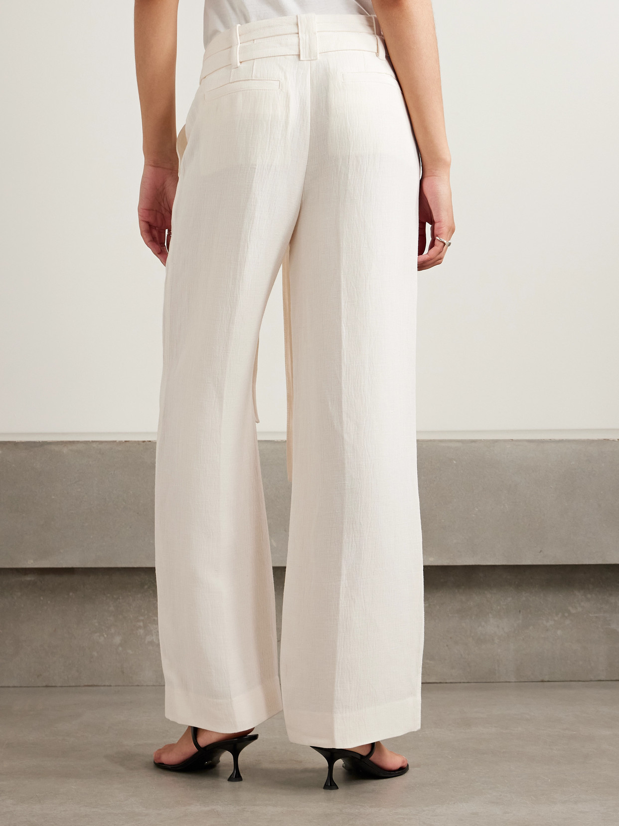 Shop Proenza Schouler Maggi Belted Cloqué Wide-leg Pants