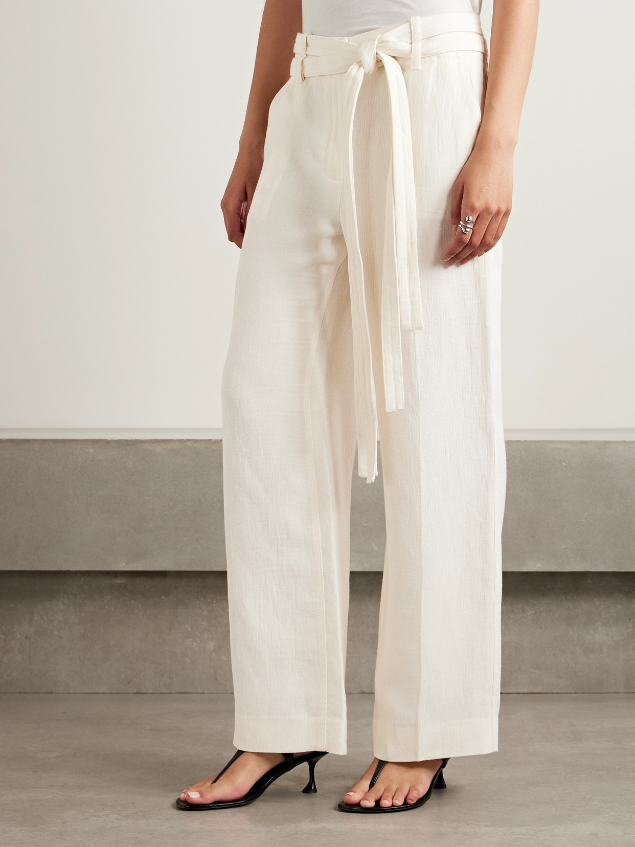 Shop Proenza Schouler Maggi Belted Cloqué Wide-leg Pants