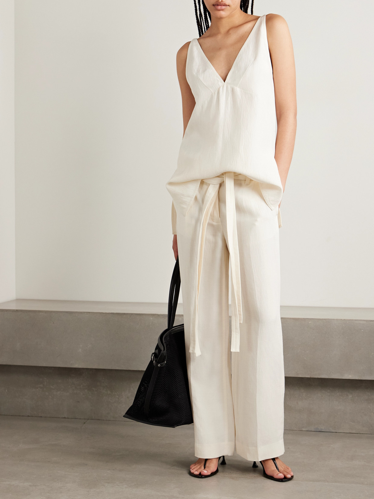 Shop Proenza Schouler Maggi Belted Cloqué Wide-leg Pants