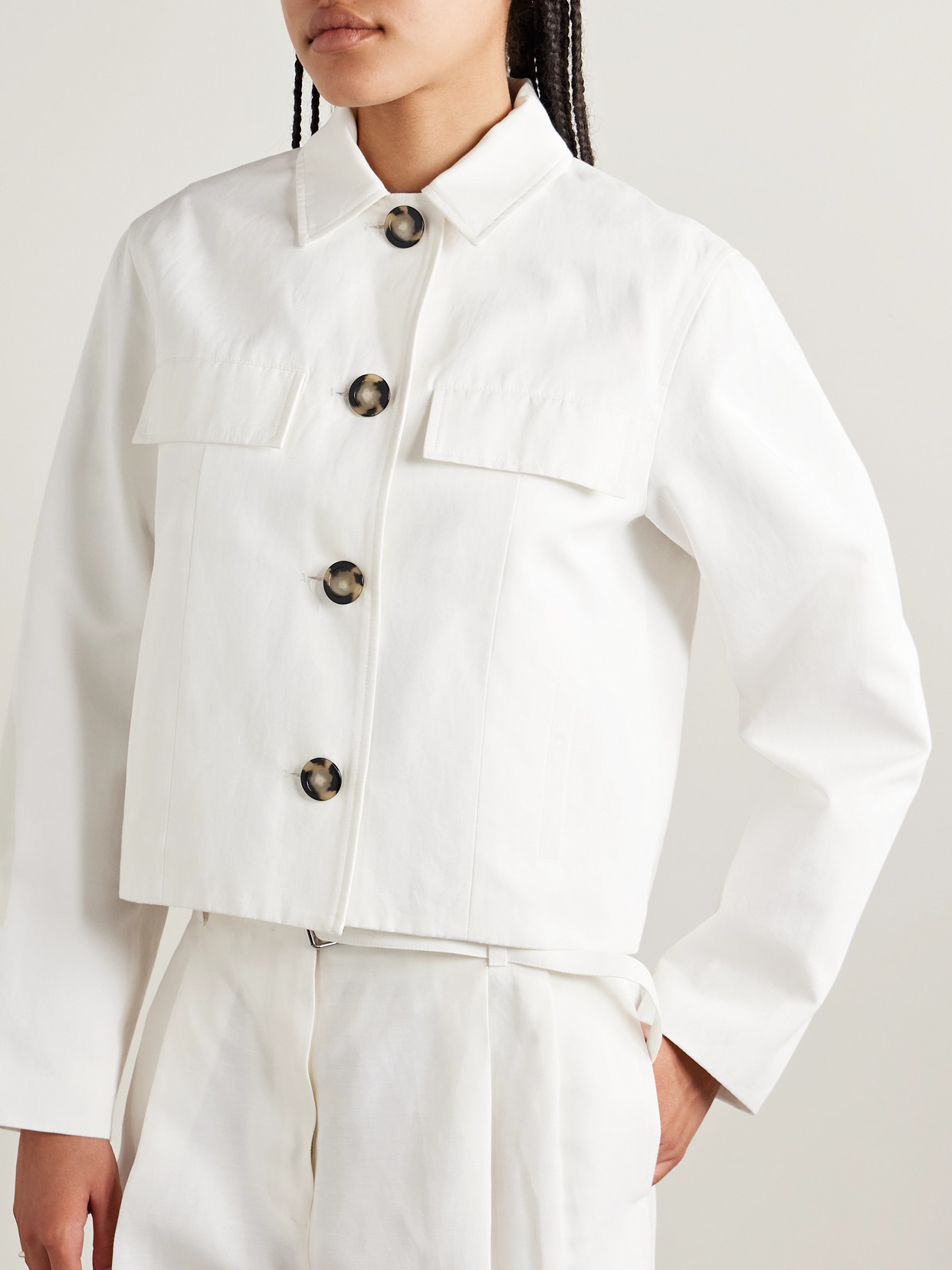 Proenza Schouler Thelma Cotton And Linen-blend Jacket In White