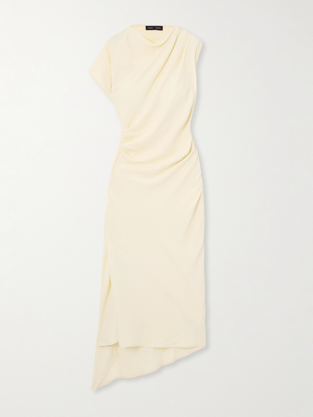 Proenza Schouler Hallie Draped Ruched Twill Midi Dress In Neutral