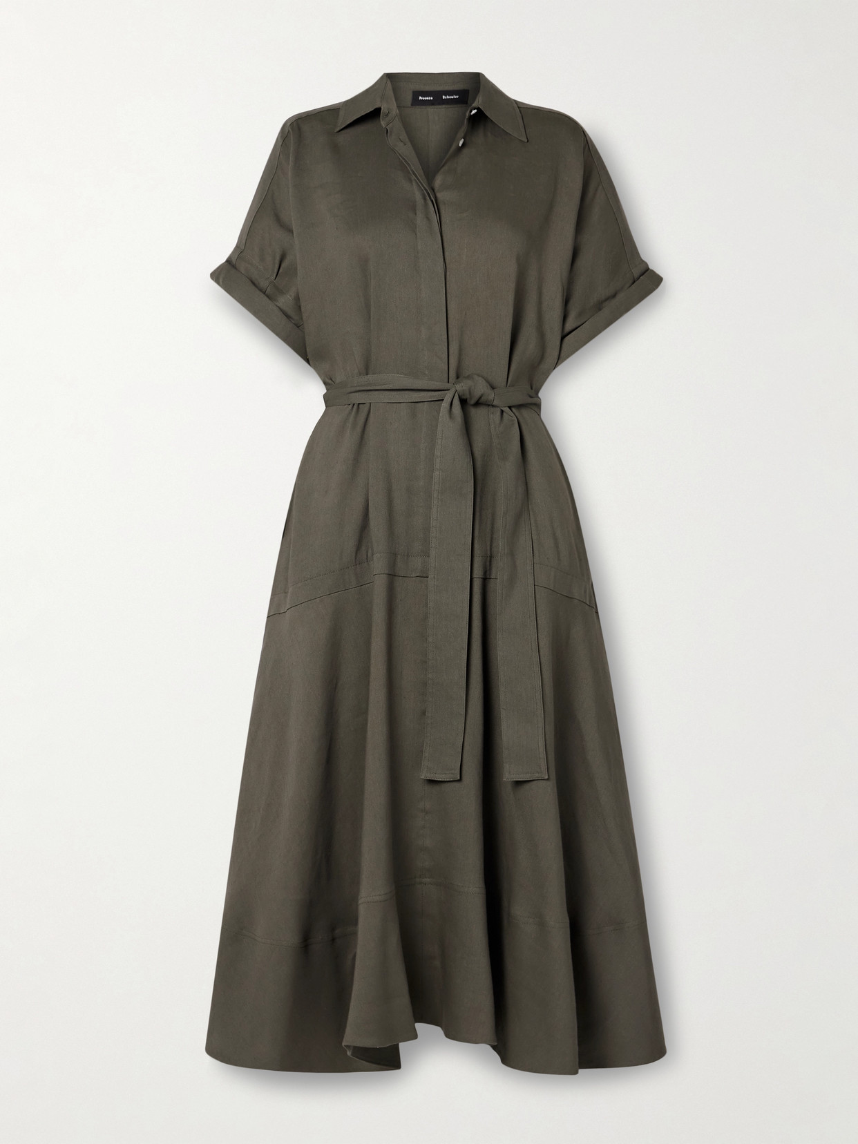 Proenza Schouler Scottie Belted Organic Linen-blend Midi Dress