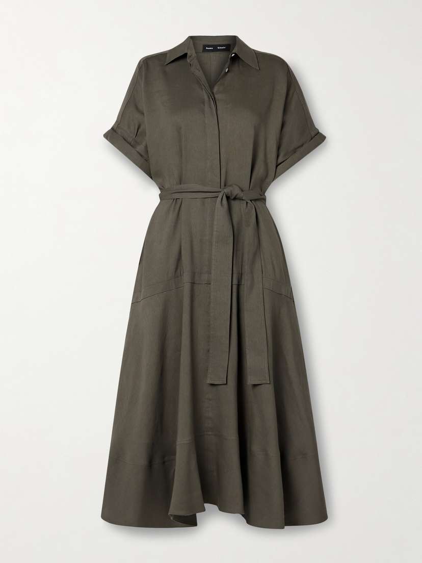 Proenza Schouler Scottie Belted Organic Linen-blend Midi Dress