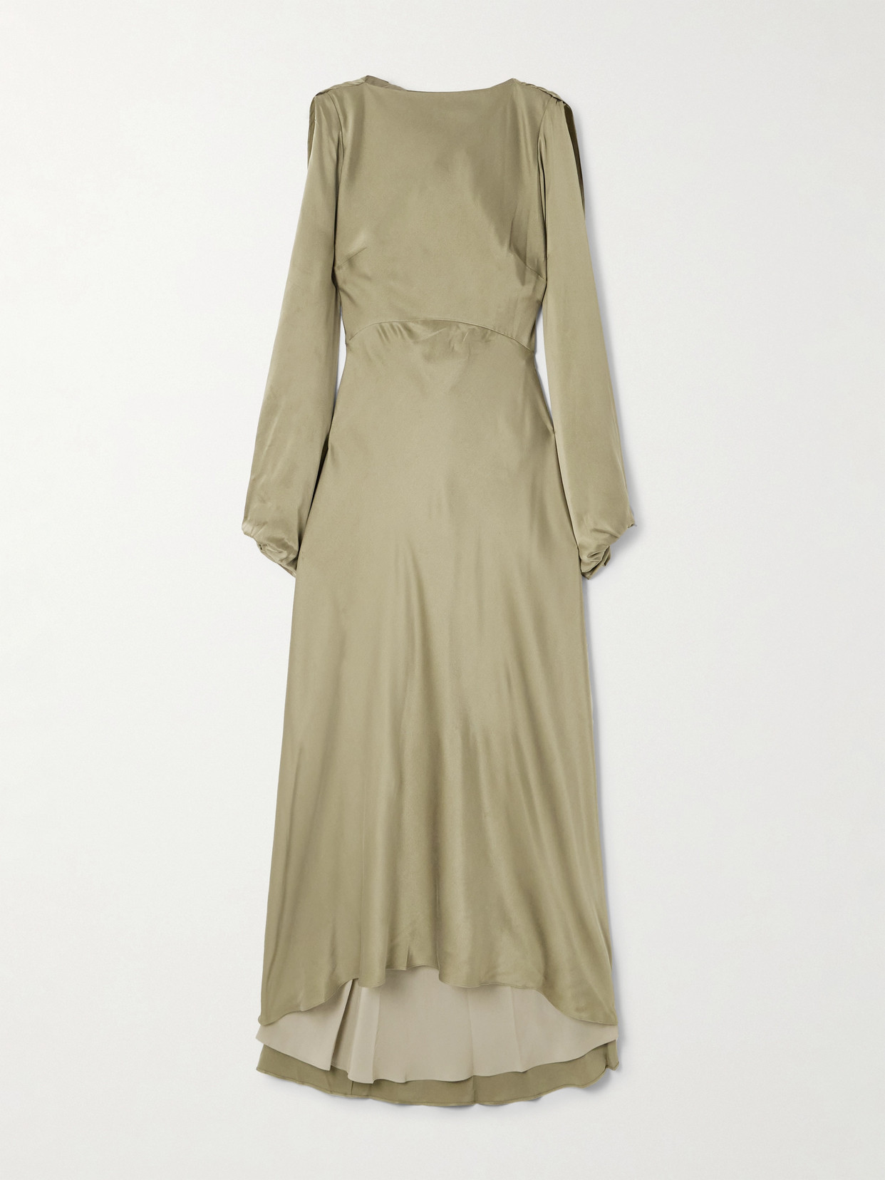 Roksanda - Koda Draped Cape-effect Silk-satin Maxi Dress - Sage green