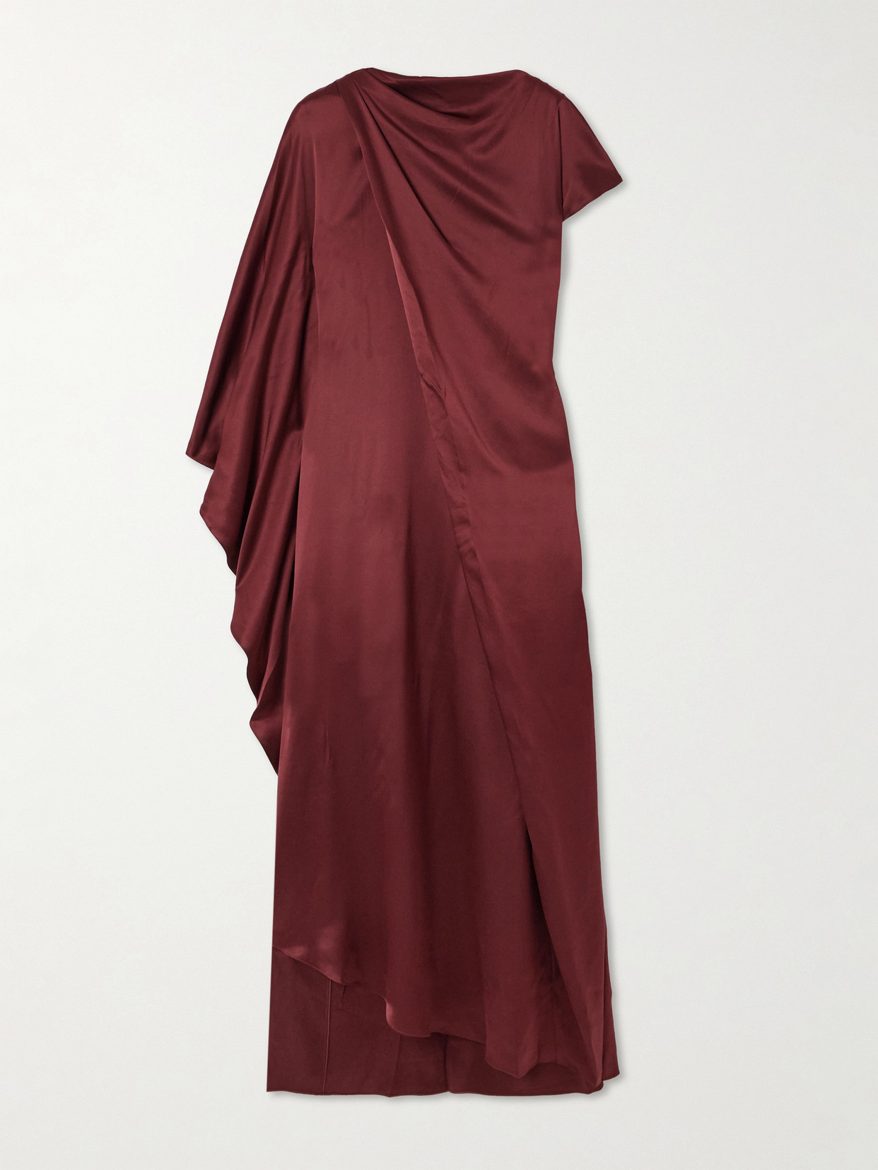 Roksanda - Hiba Cape-effect Asymmetric Draped Silk-satin Dress - Crimson
