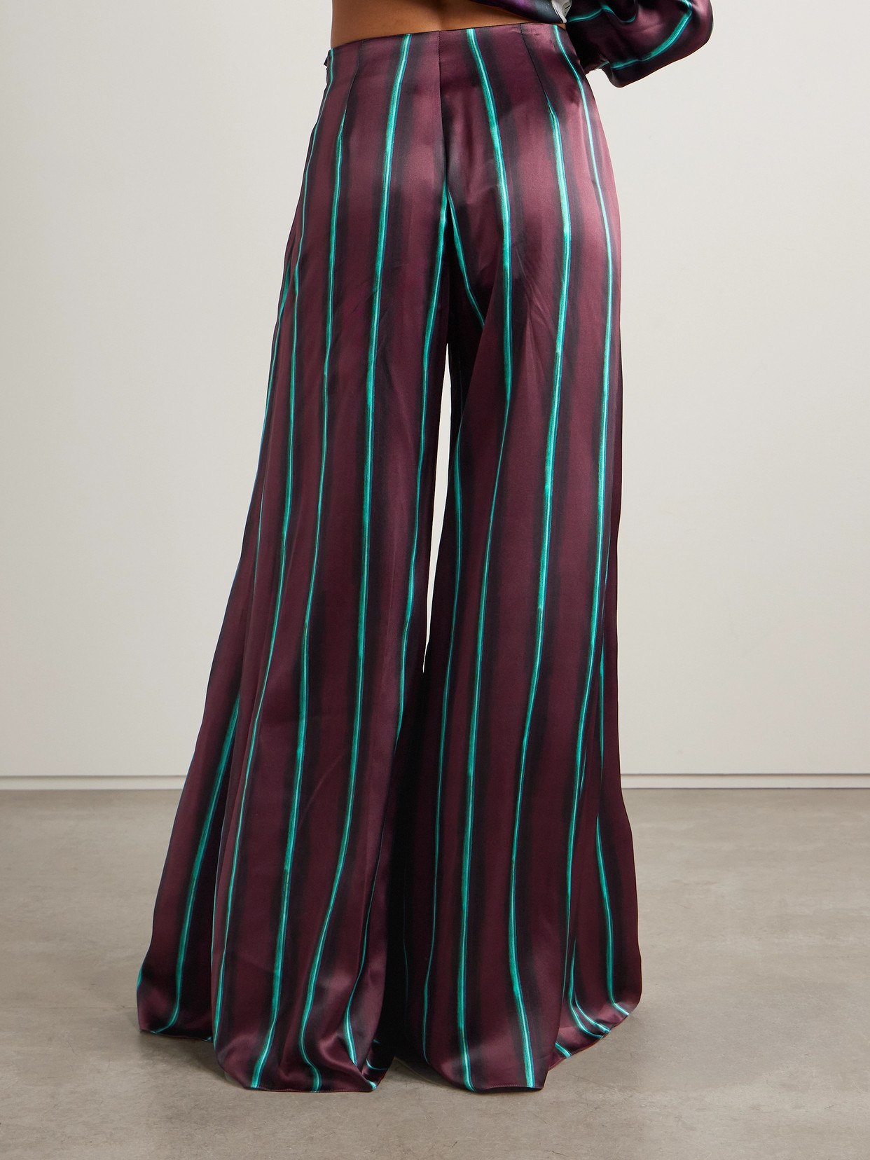 Roksanda Arneau Striped Silk-satin Wide-leg Pants In Burgundy
