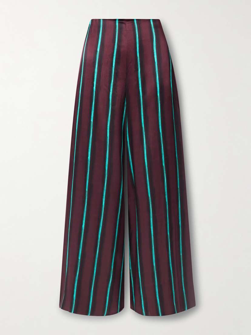 Roksanda Arneau Striped Silk-satin Wide-leg Pants