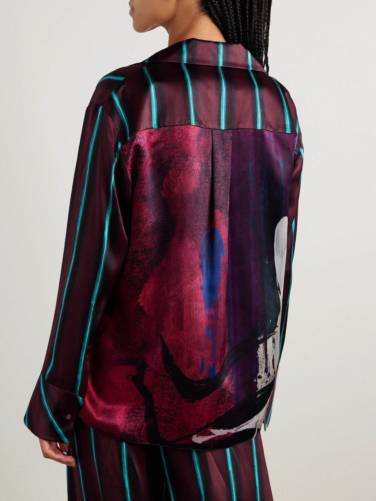 Delan Printed Silk-Satin Shirt