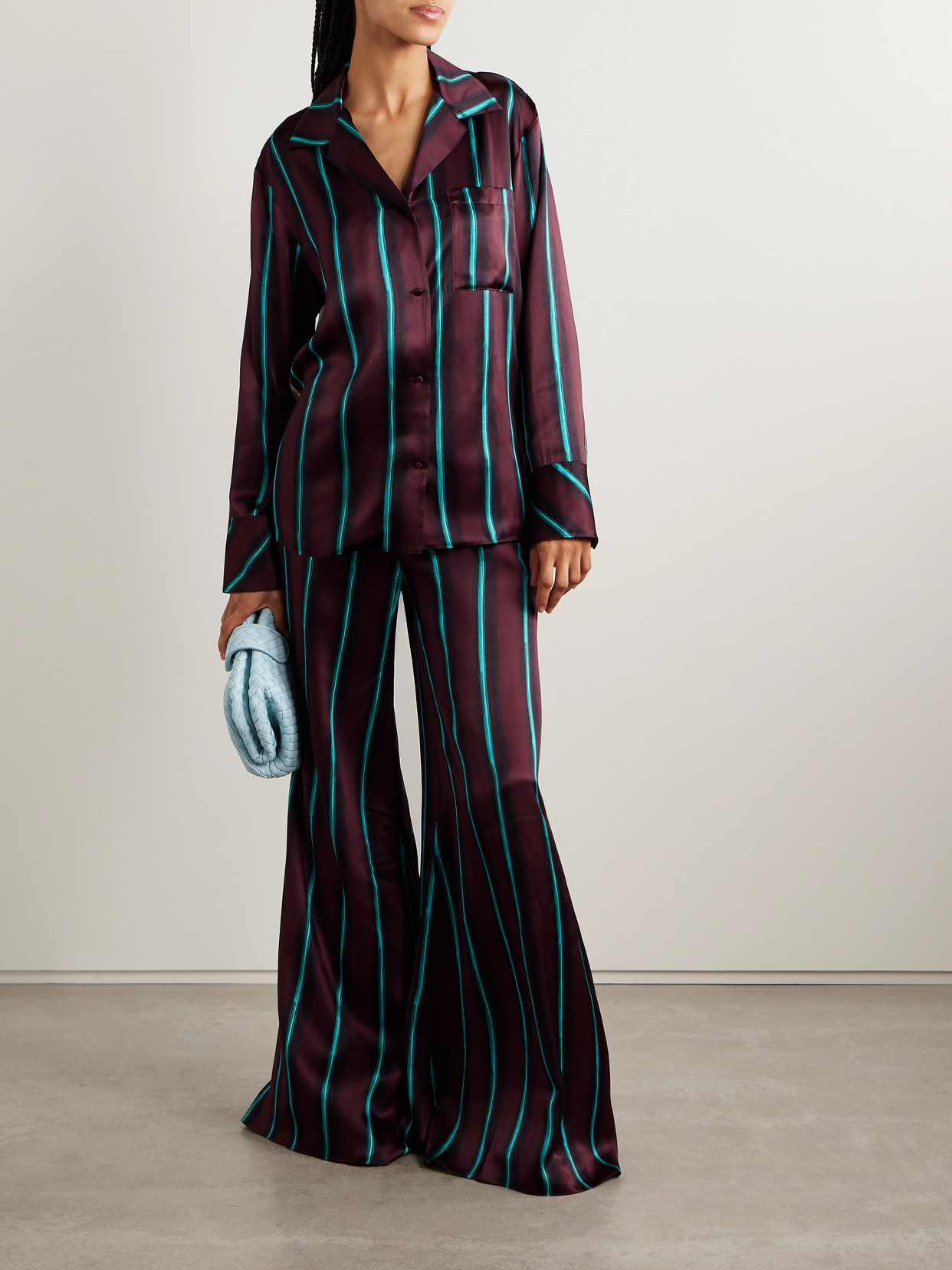 Delan Printed Silk-Satin Shirt