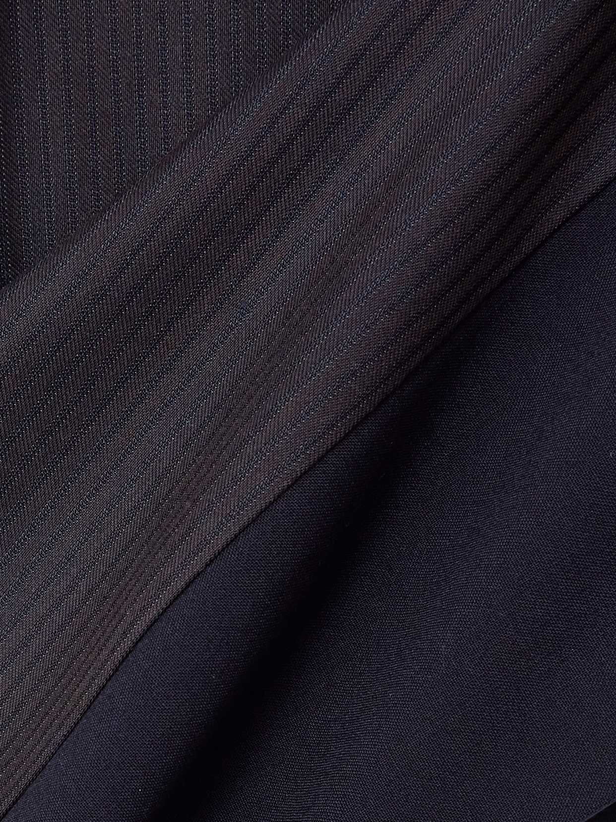 Bettter Asymmetric Pleated Two-tone Wool-blend Straight-leg Pants In Blue
