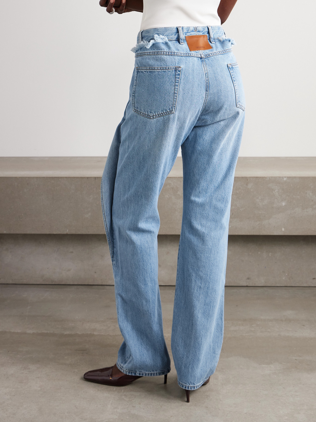 Bettter Wrap-effect Frayed Mid-rise Straight-leg Jeans In Blue