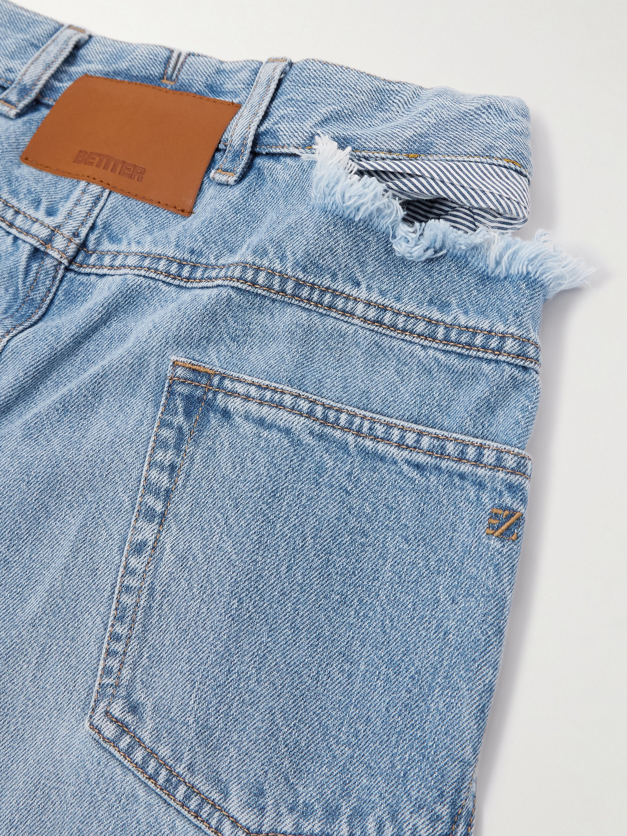 Bettter Wrap-effect Frayed Mid-rise Straight-leg Jeans In Blue