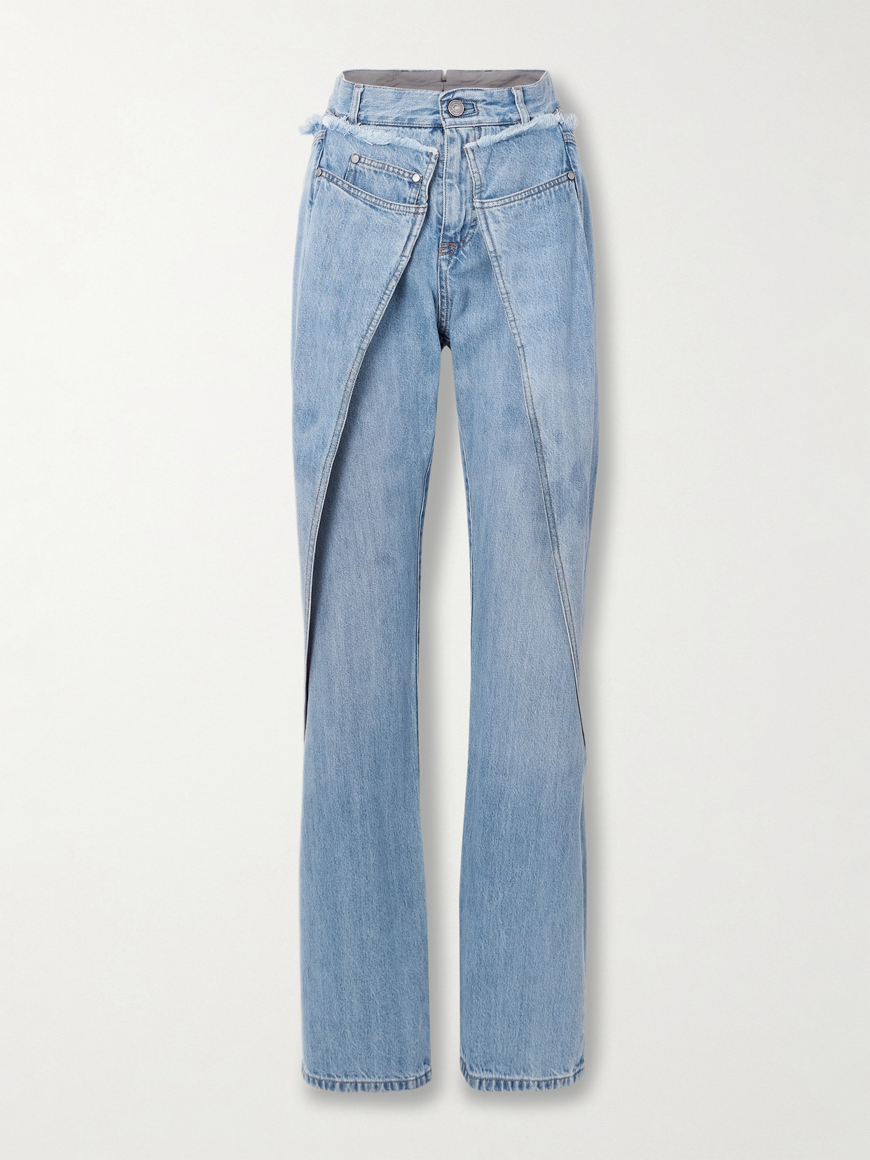 Bettter Wrap-effect Frayed Mid-rise Straight-leg Jeans In Blue