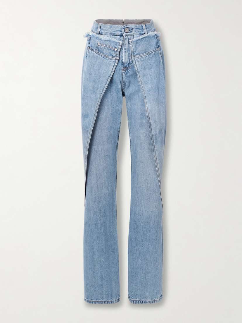 BETTTER Wrap-effect Frayed Mid-rise Straight-leg Jeans