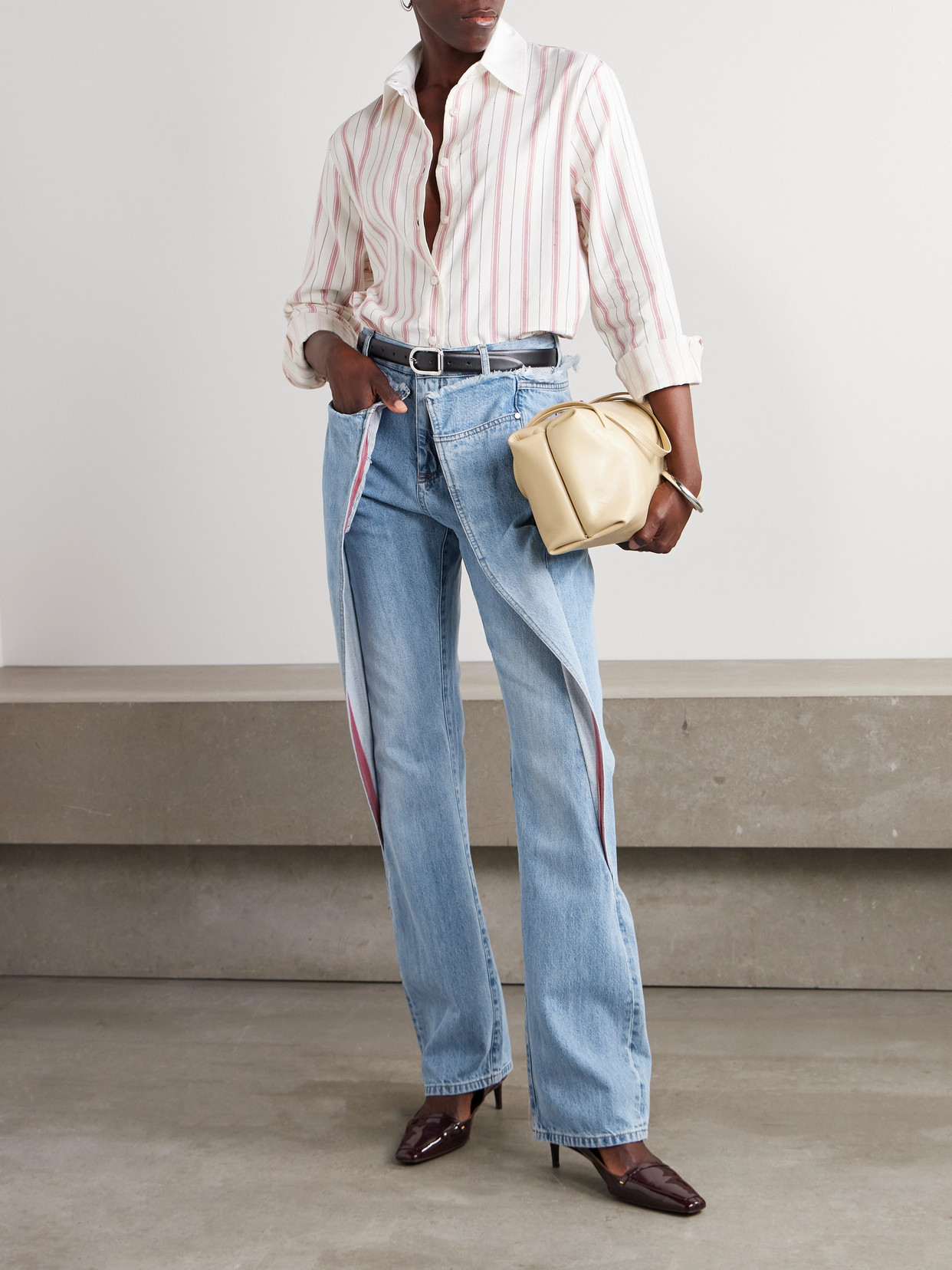 Bettter Wrap-effect Frayed Mid-rise Straight-leg Jeans In Blue