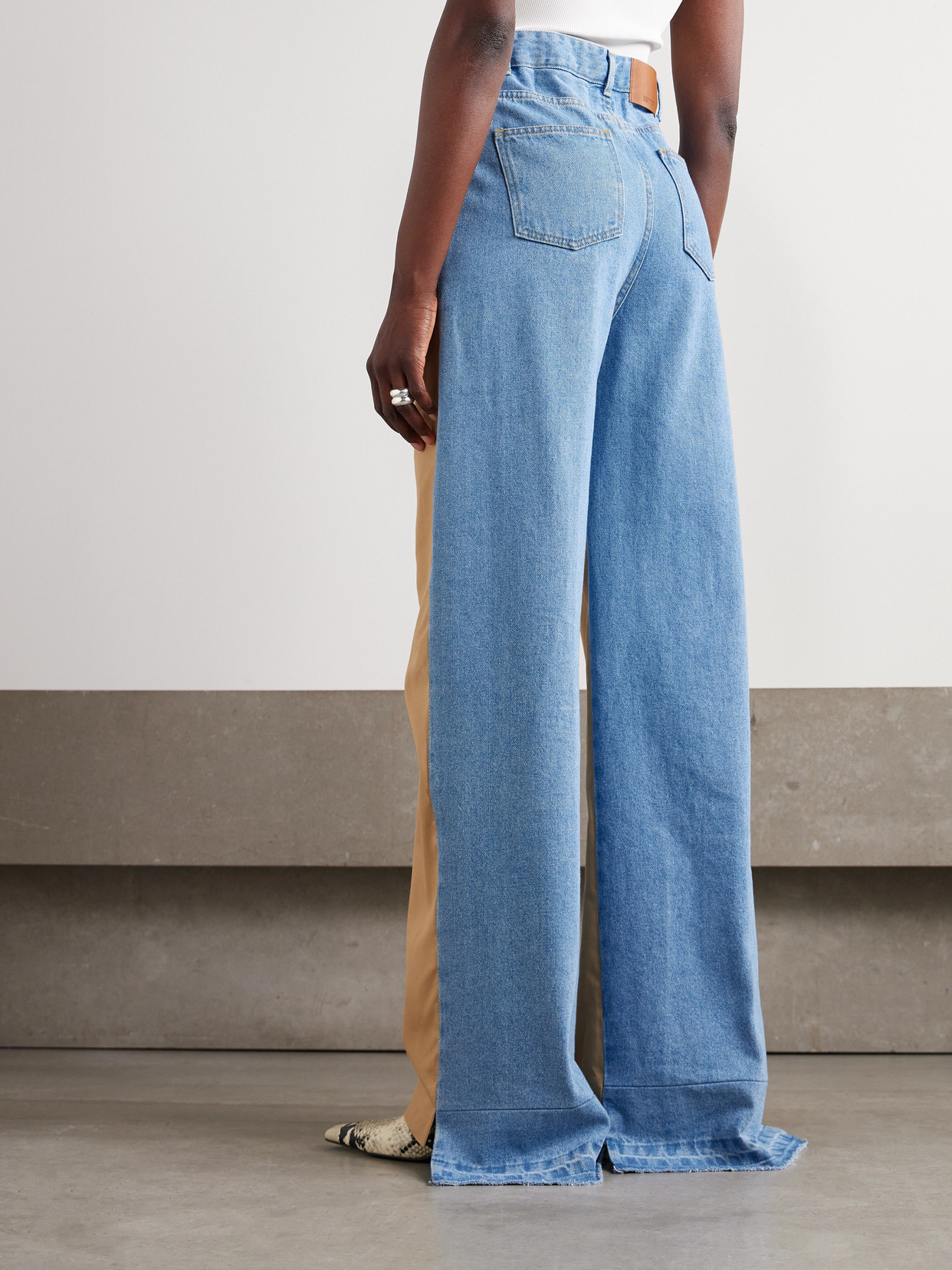 Bettter Denitrouser Pleated Cotton-twill And Denim Straight-leg Pants In Gold