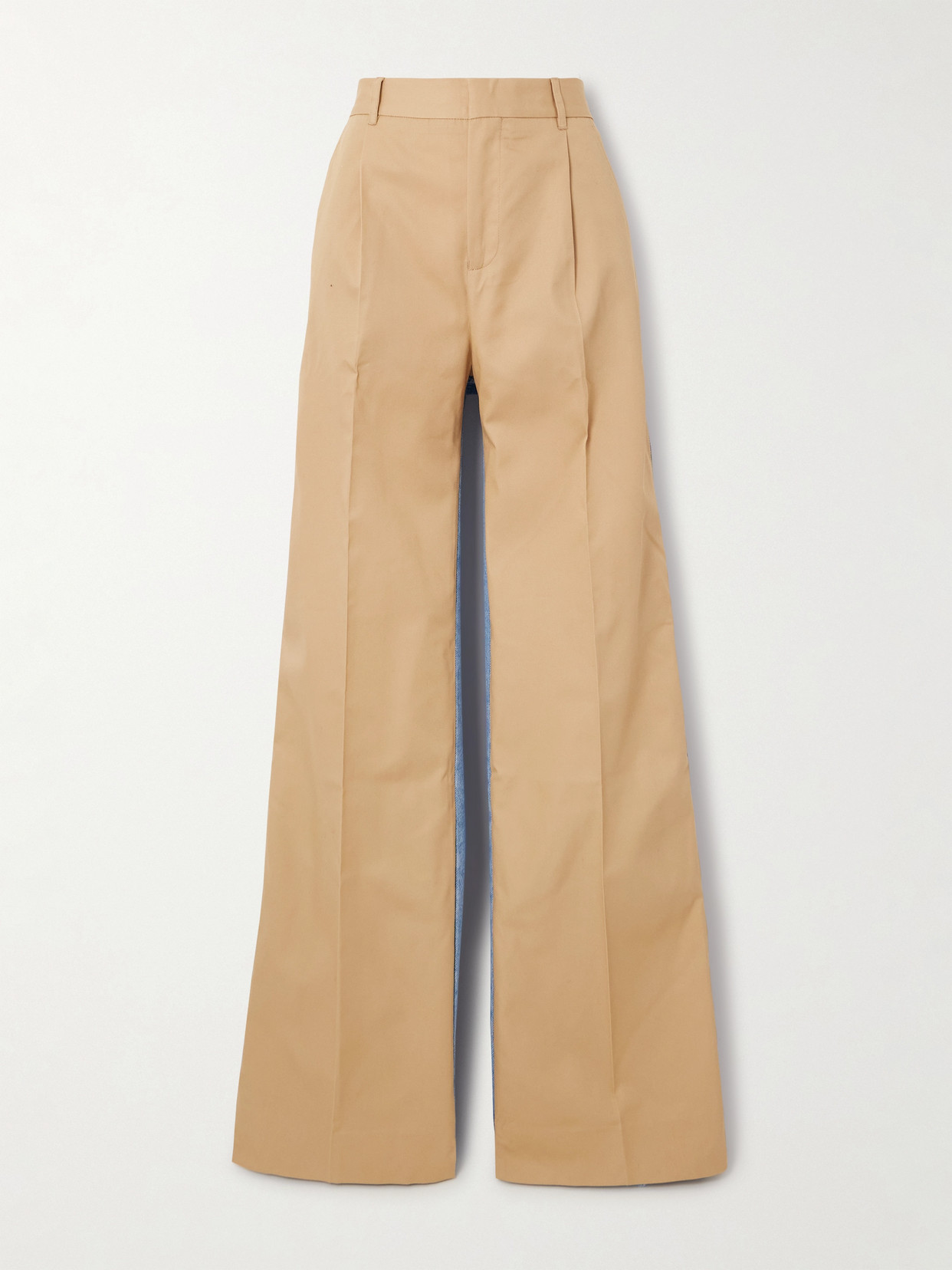 Bettter Denitrouser Pleated Cotton-twill And Denim Straight-leg Pants In Gold