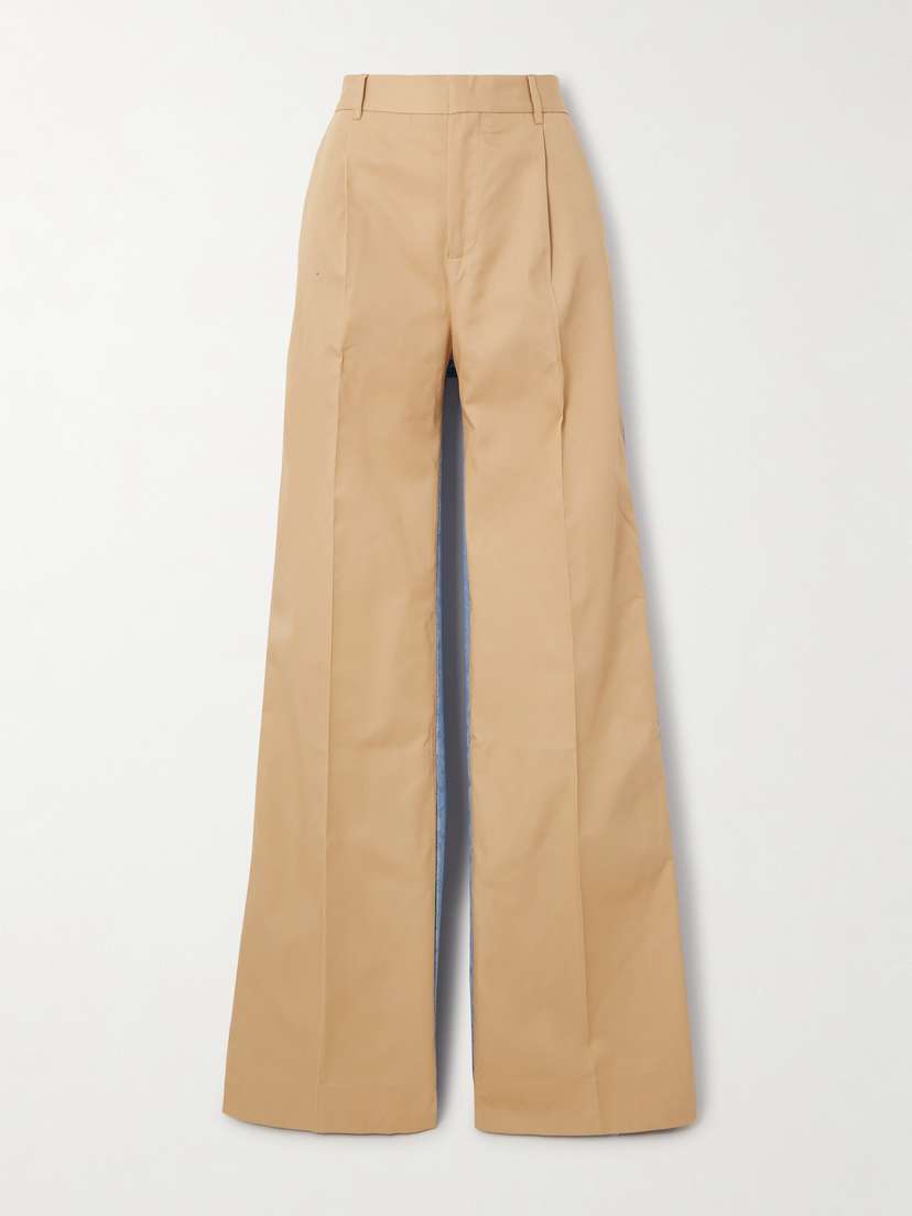 BETTTER Denitrouser Pleated Cotton-twill And Denim Straight-leg Pants