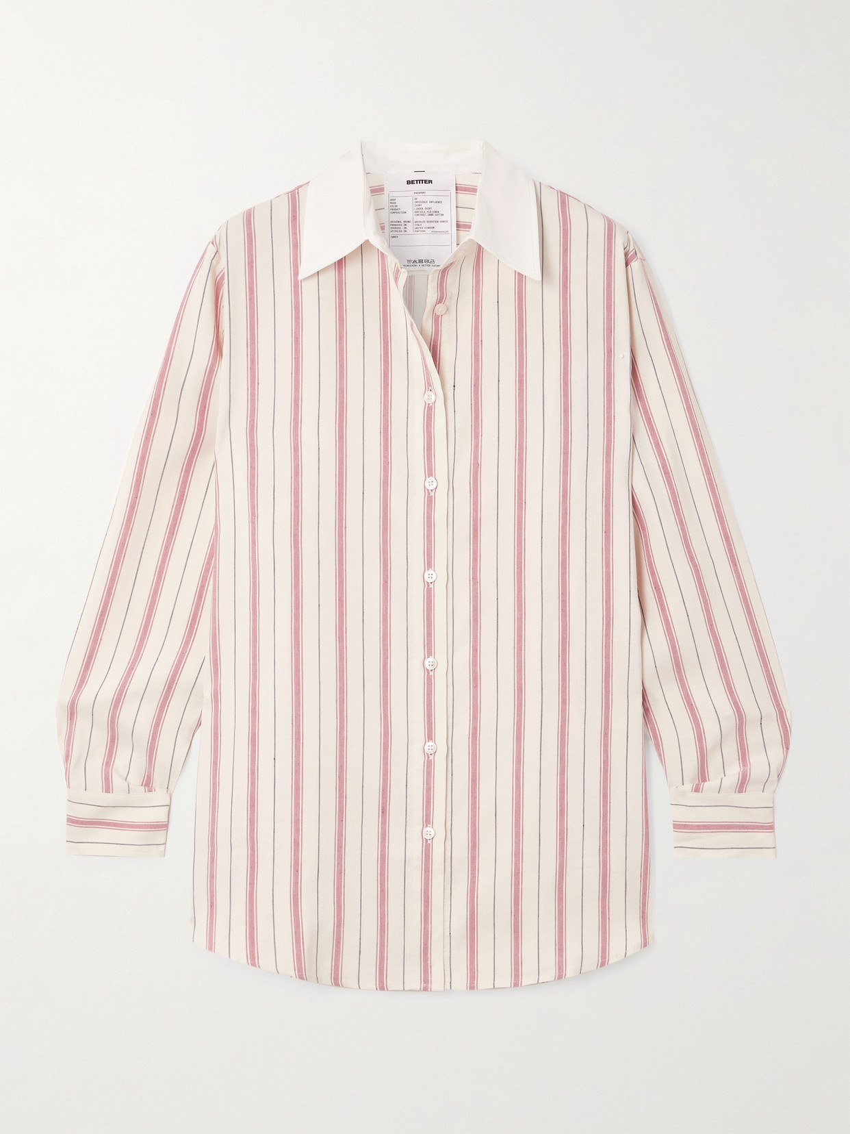 Bettter Linden Poplin-trimmed Striped Silk And Linen-blend Shirt In Multi
