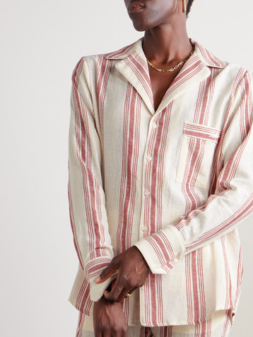 BETTTER Embroidered striped organic cotton shirt