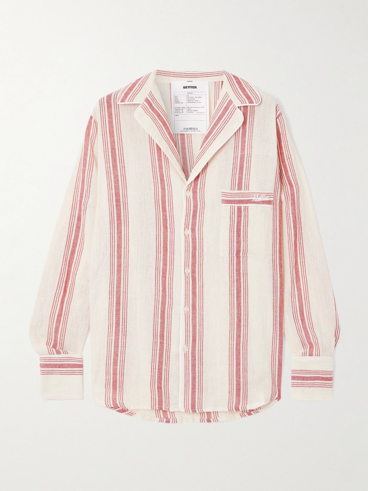 Bettter Embroidered Striped Organic Cotton Shirt In Pink