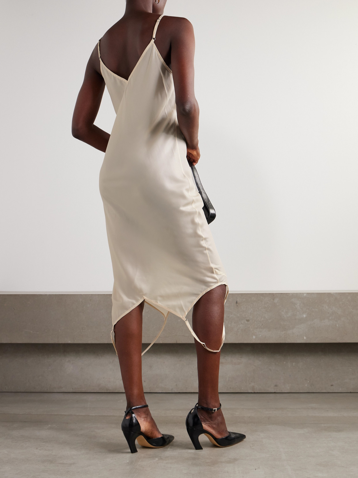 Bettter Cami Appliquéd Satin-twill Midi Dress In Neutral