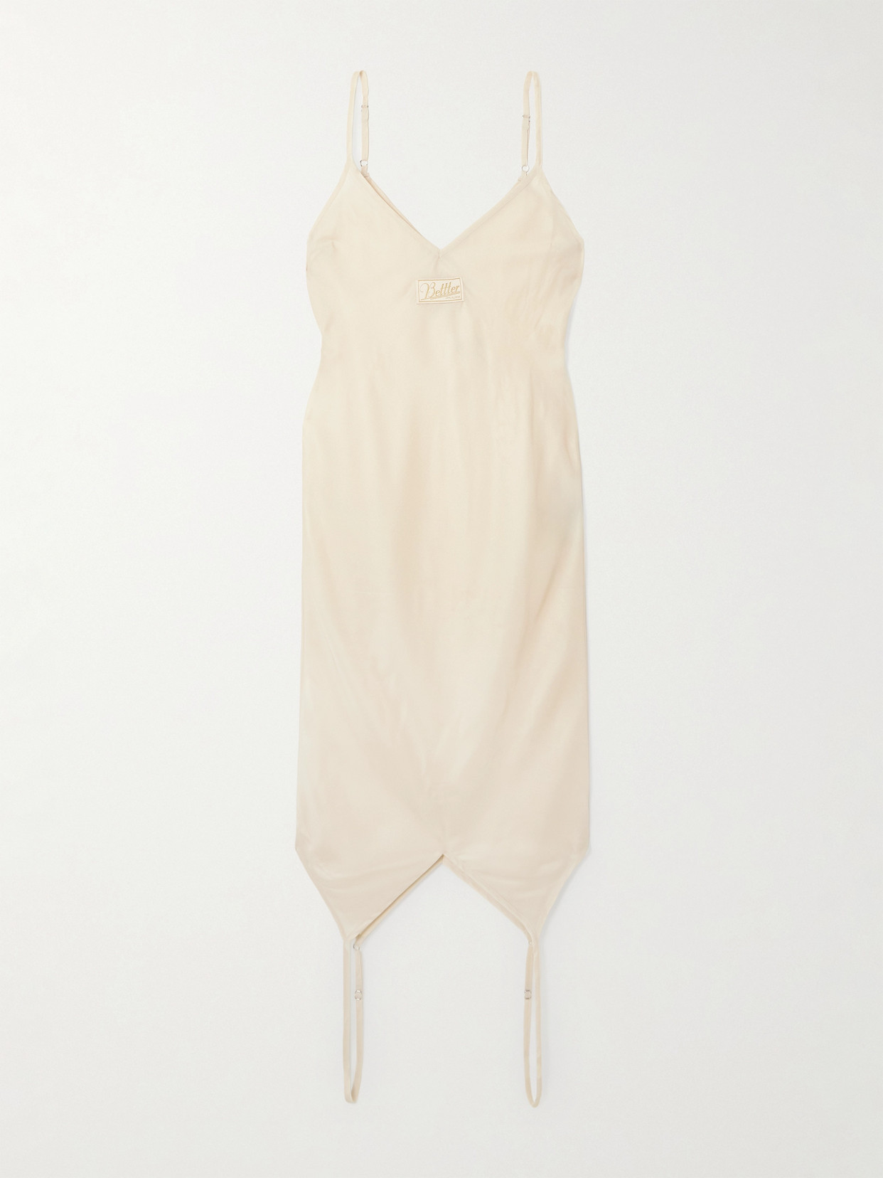 Bettter Cami Appliquéd Satin-twill Midi Dress In Neutral
