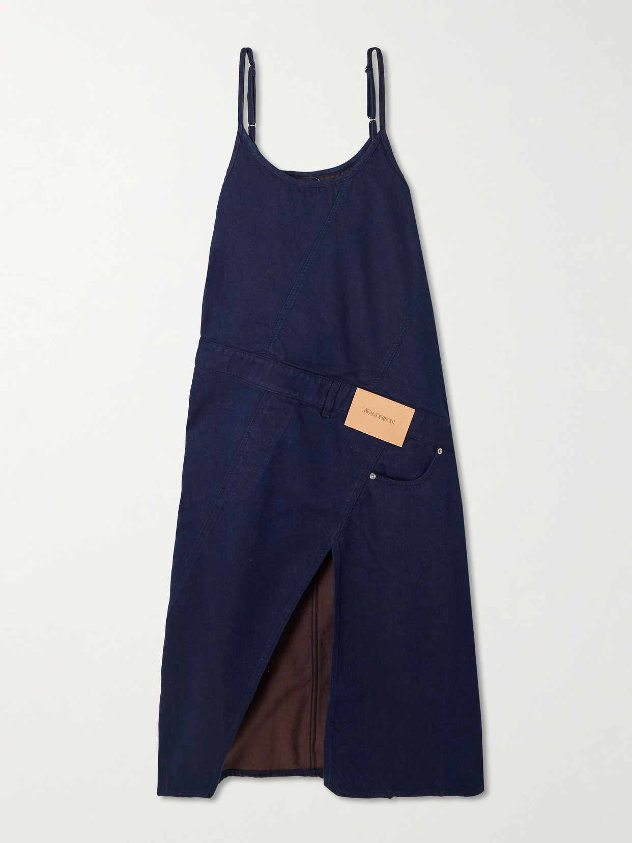 Jw Anderson Appliquéd Denim Midi Dress In Blue