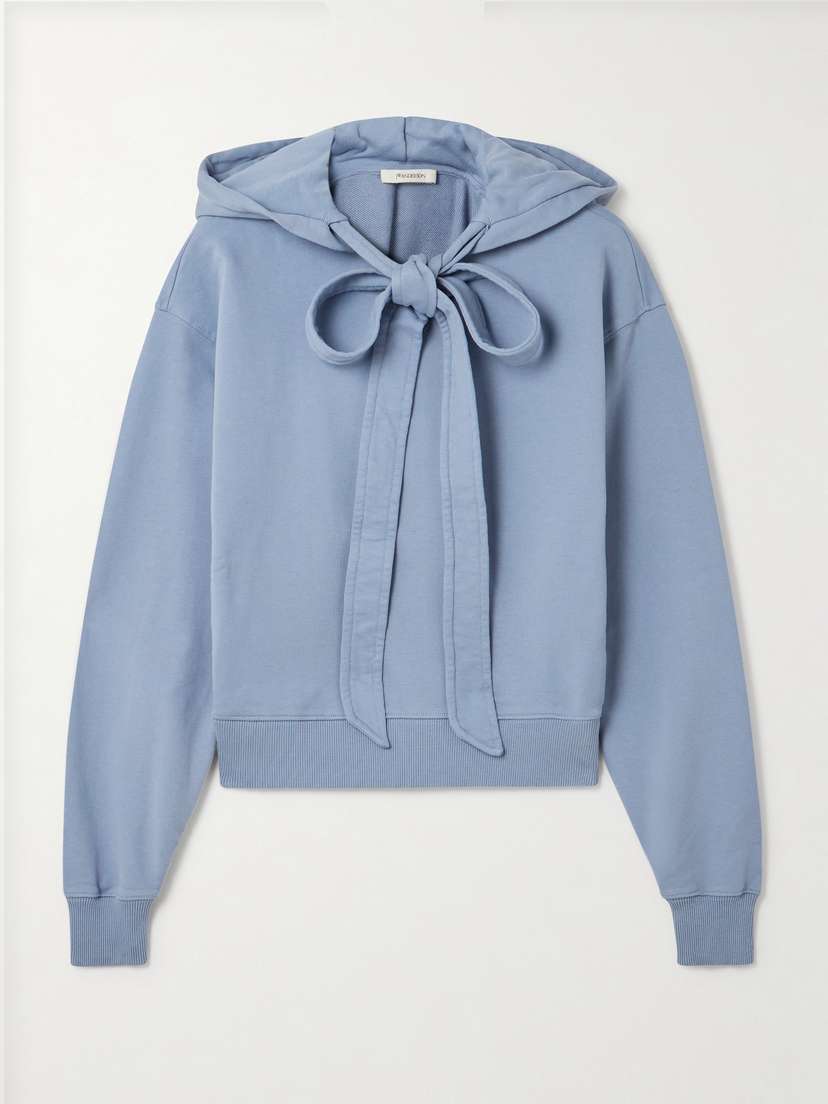 JW Anderson Tie-detailed Cotton-jersey Hoodie