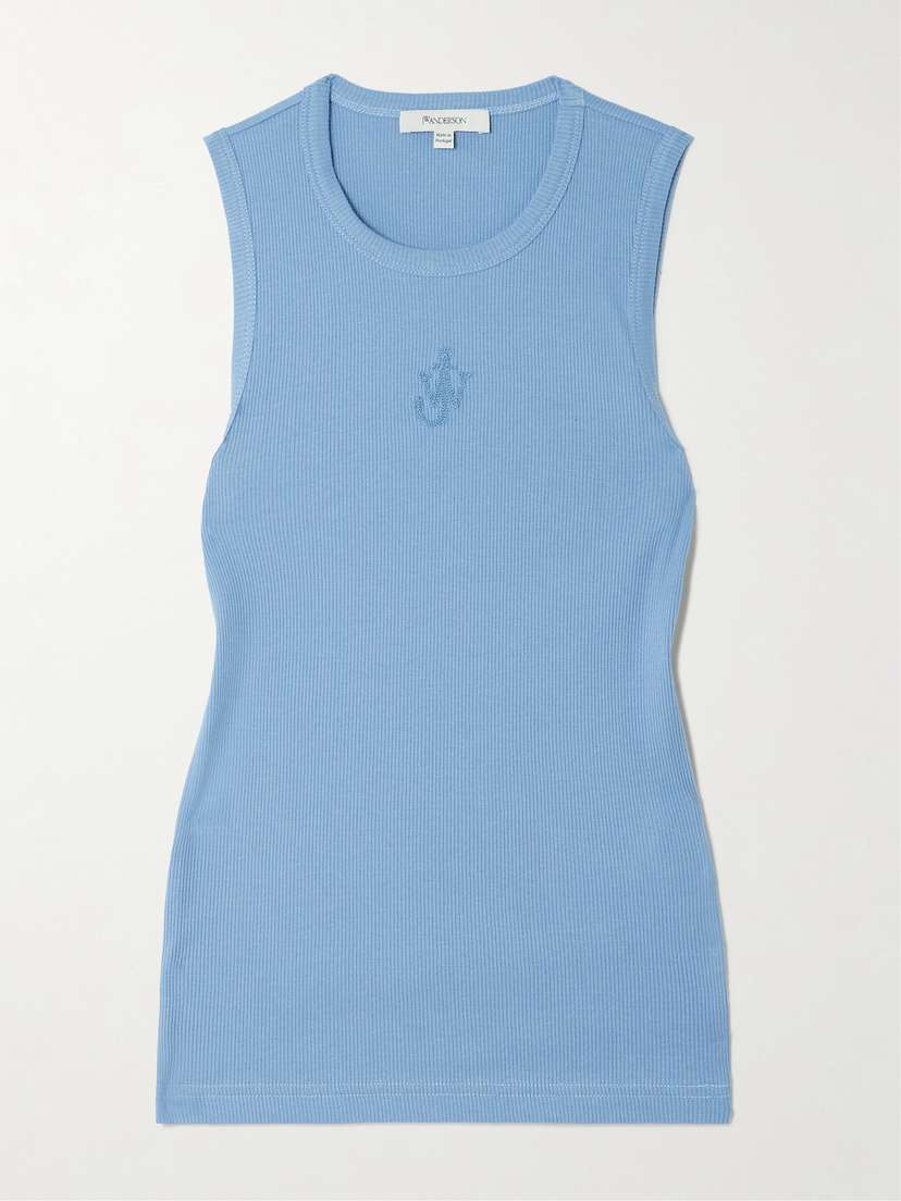 JW Anderson Logo-embroidered Ribbed Cotton-jersey Tank