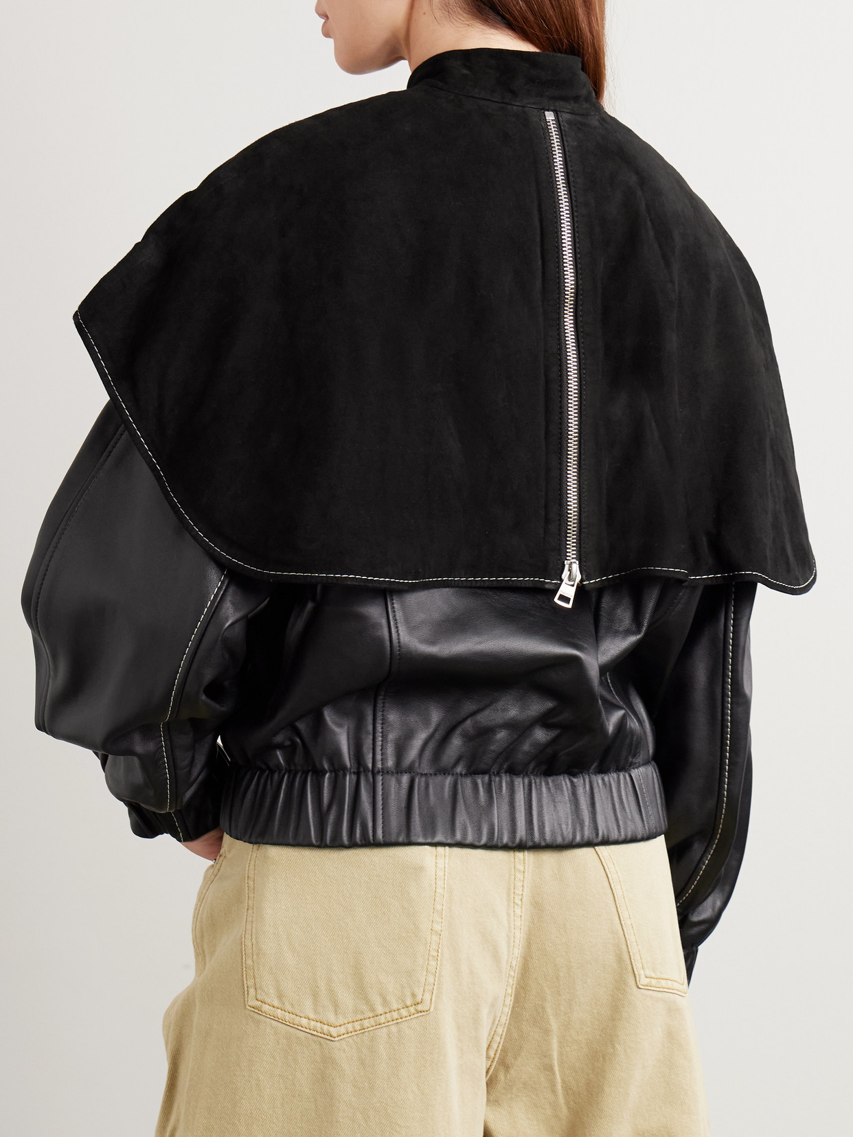 Jw Anderson Oversized-collar Leather Bomber Jacket In Black