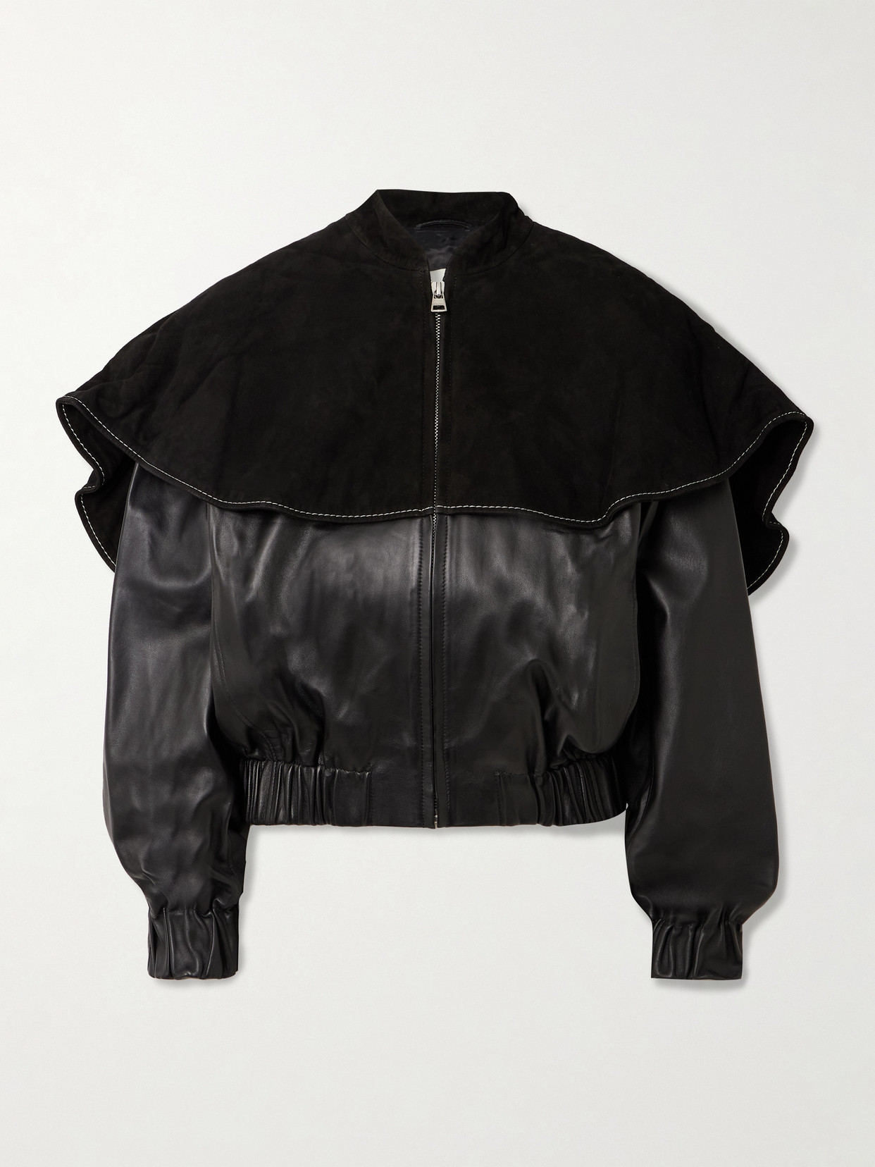 Jw Anderson Padded Suede And Leather Bomber Jacket In Black