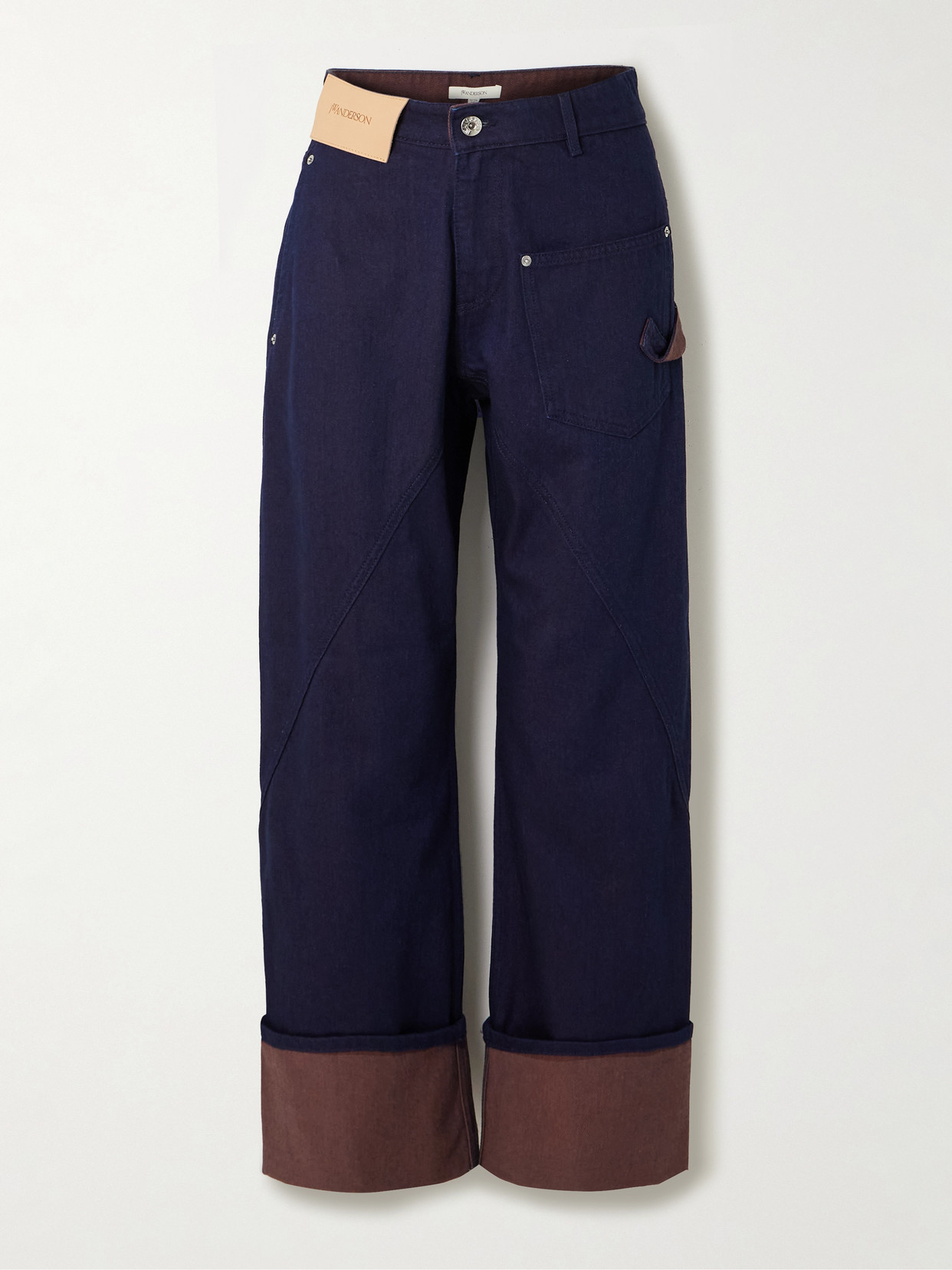 Jw Anderson Twisted Asymmetric High-rise Jeans In Blue