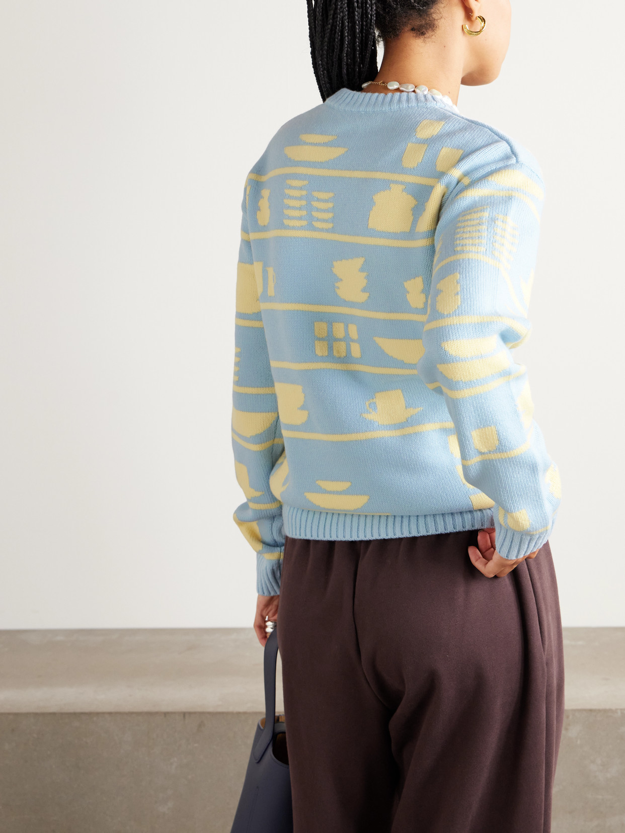 Crockery Intarsia-Knit Sweater