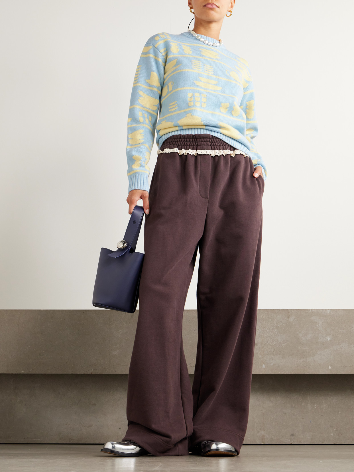 Crockery Intarsia-Knit Sweater