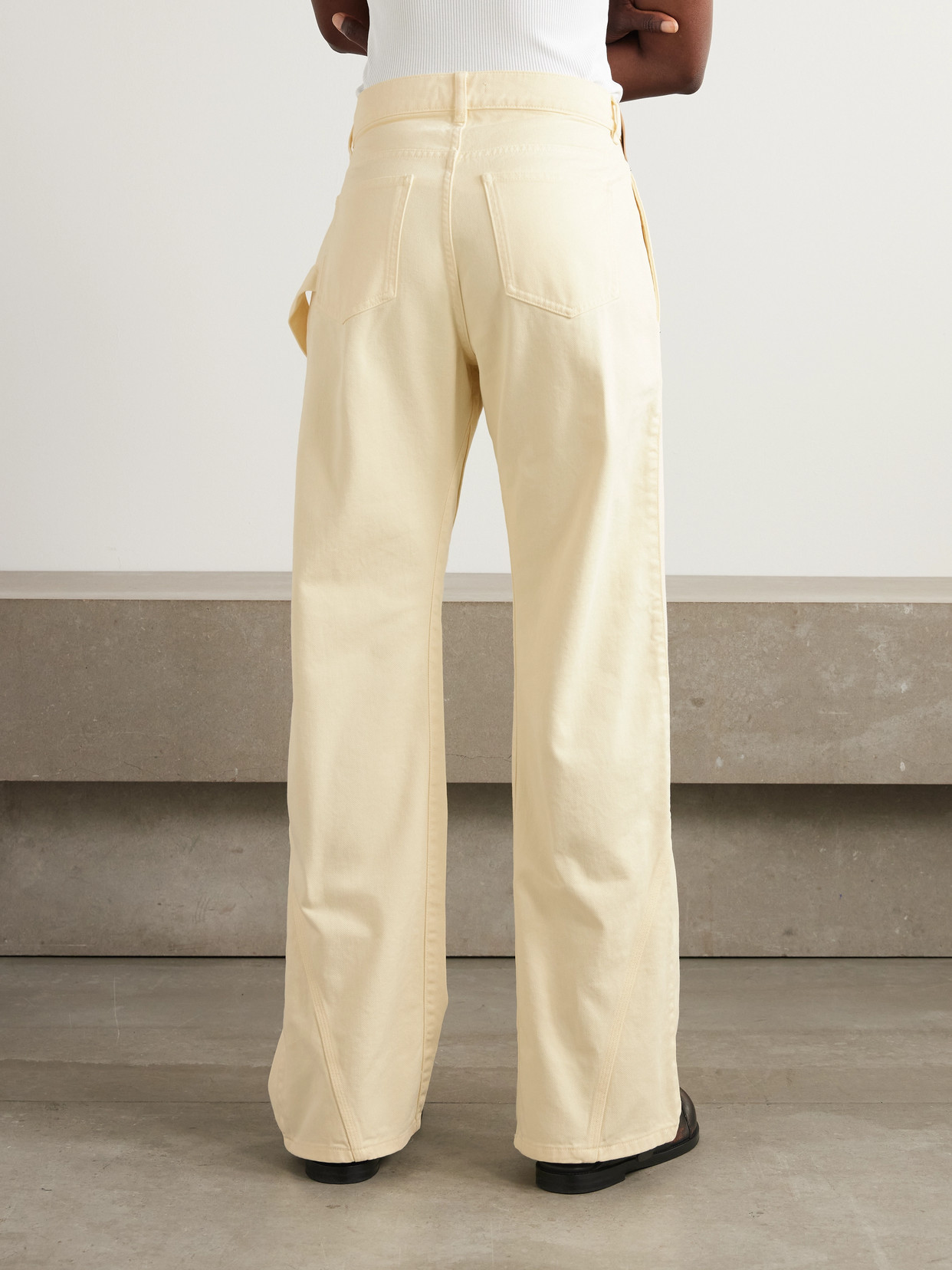 Jw Anderson J. W. Anderson Workwear' Cotton Pants With Yellow Twisted Leg In Nude