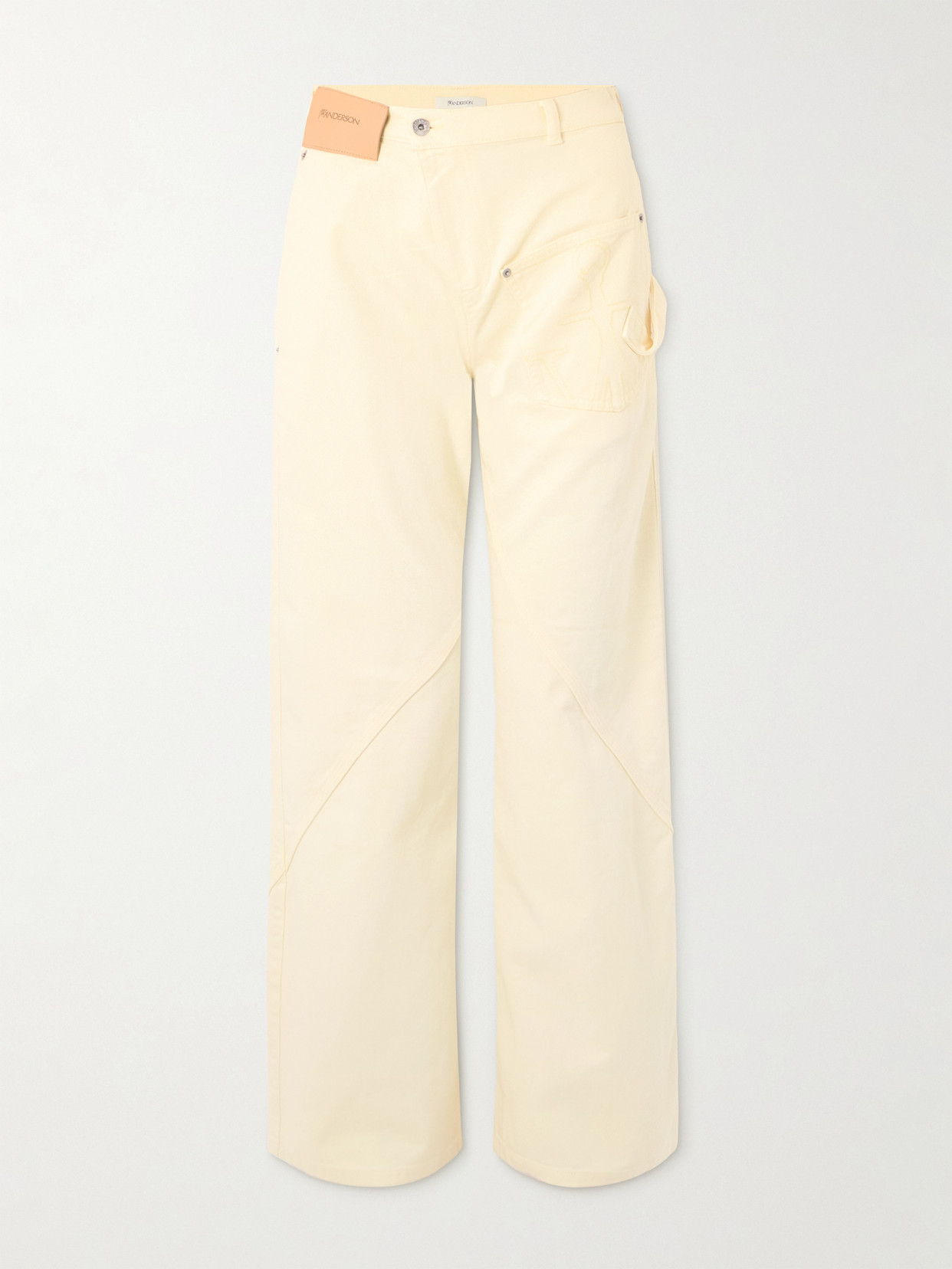 Jw Anderson Twisted Low-rise Wide-leg Jeans In Nude
